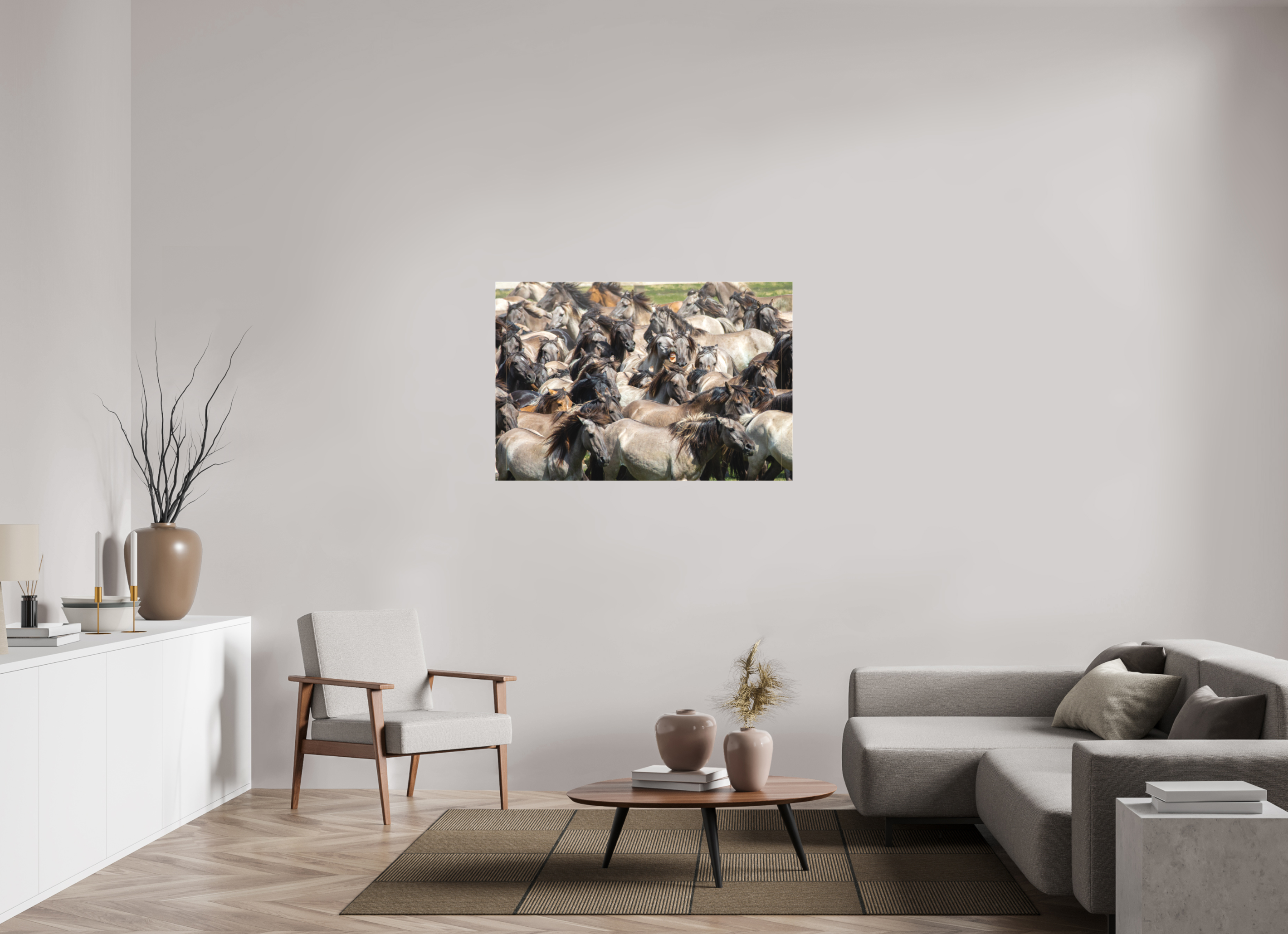 120 x 80 cm, Foto-Leinwand matt Wieherndes Wildpferd