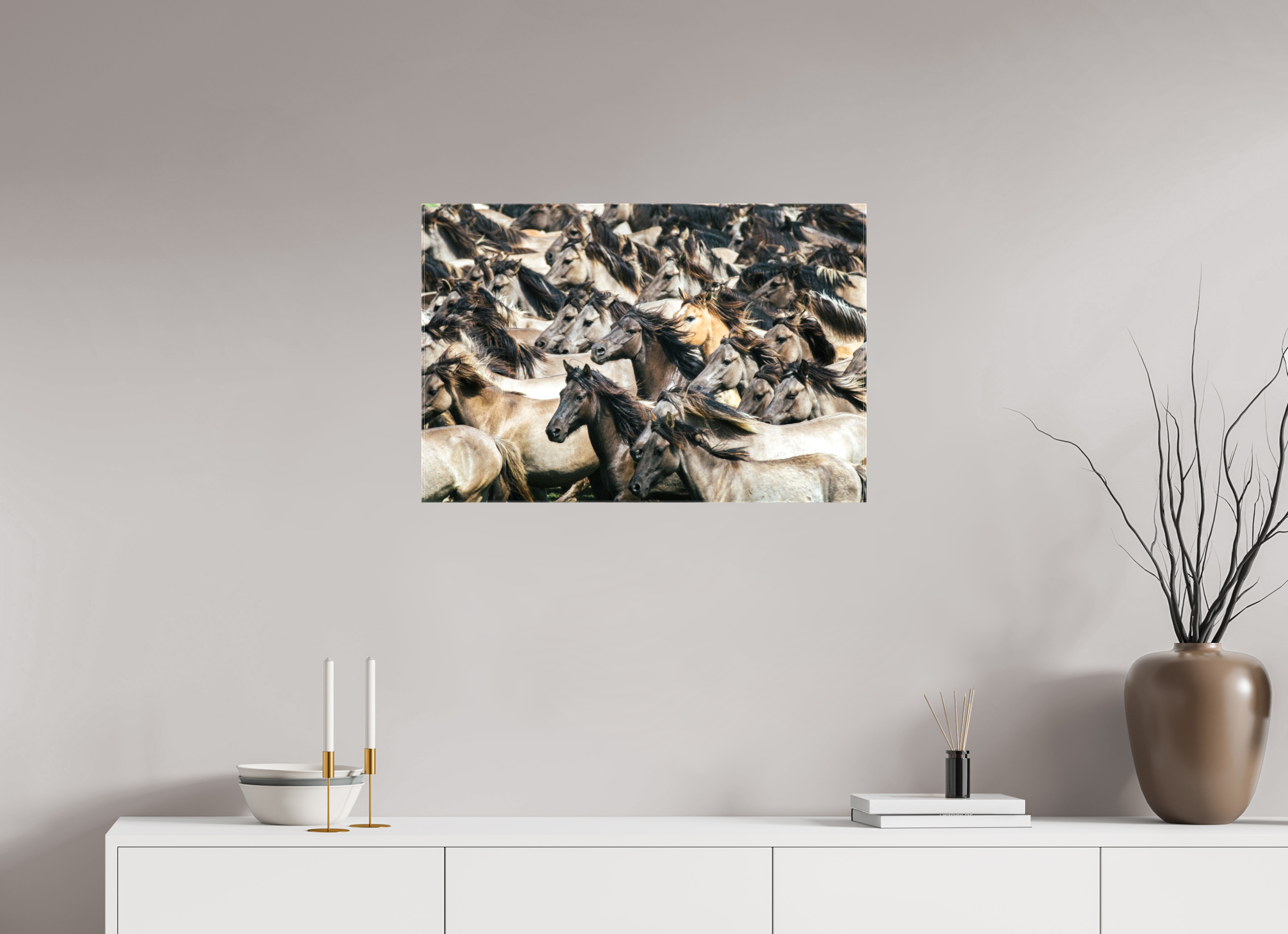 75 x 50 cm, Foto Leinwand glänzend Wildpferde