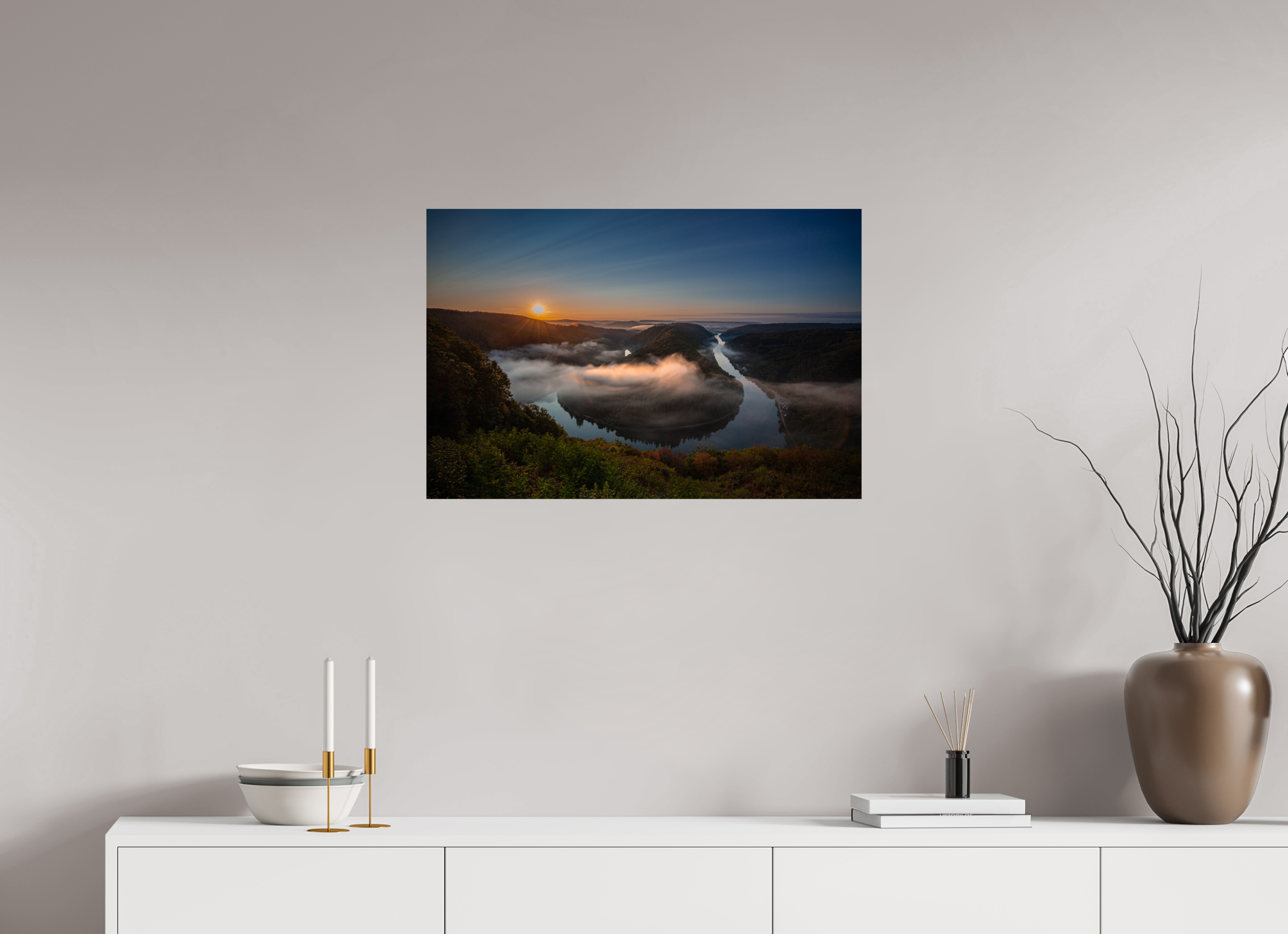 75 x 50 cm, Photo Print On Fuji Crystal DP II Sonnenaufgang an der Saarschleife