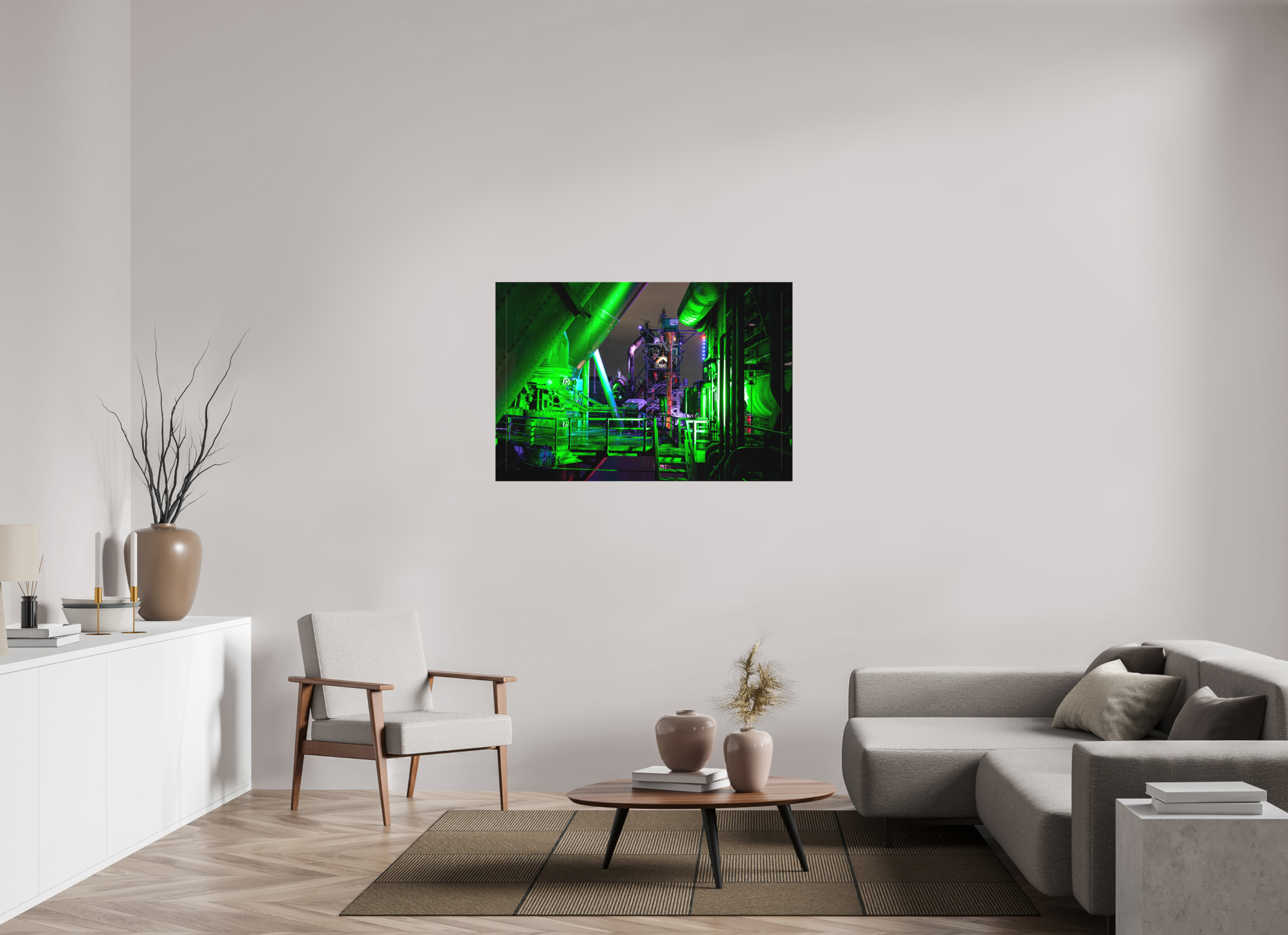 120 x 80 cm, Foto-Leinwand matt Blick auf dem Hochofen 5 im Landschaftspark Duisburg
