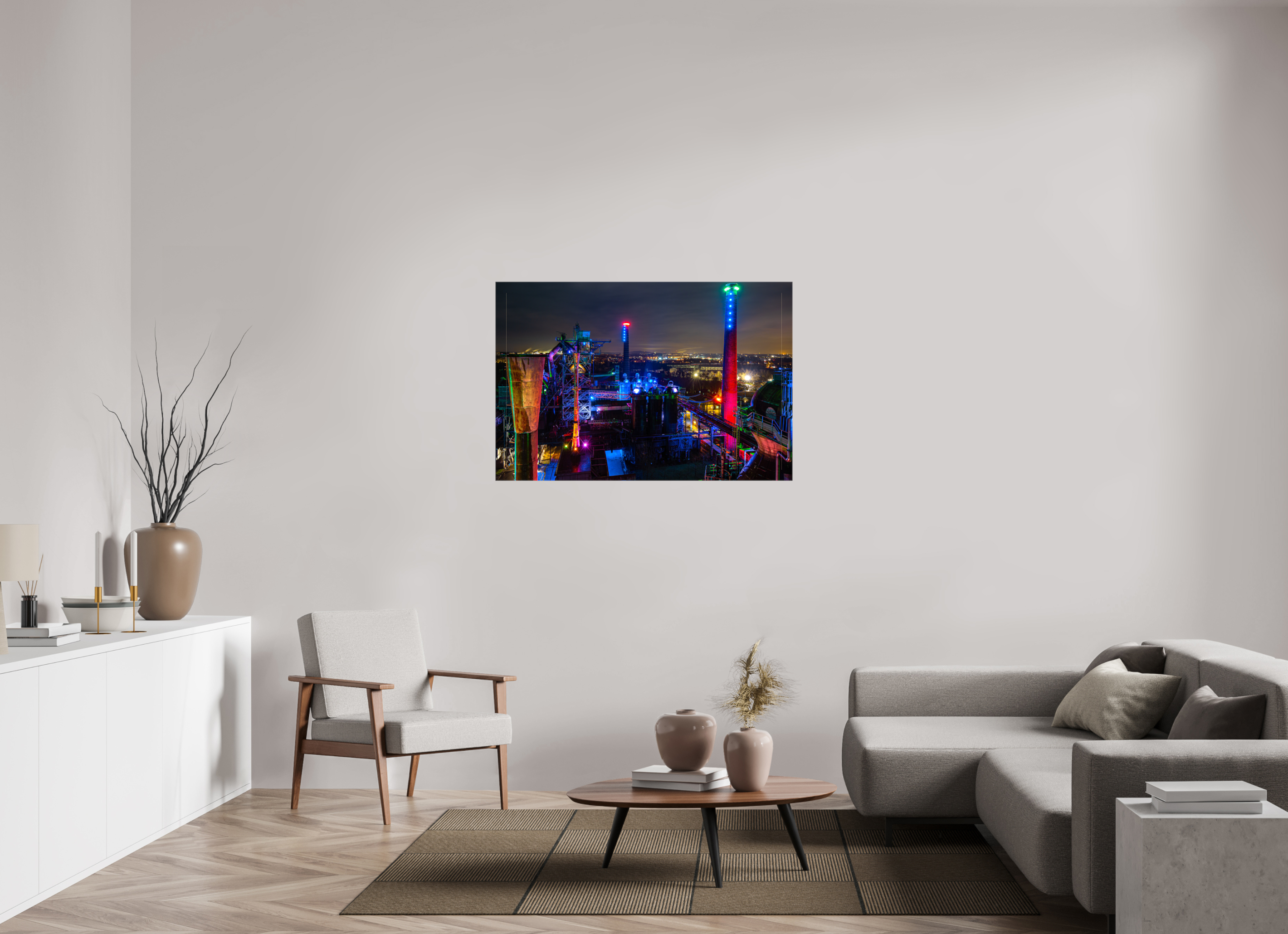 120 x 80 cm, Foto Leinwand glänzend Landschaftspark Duisburg von oben