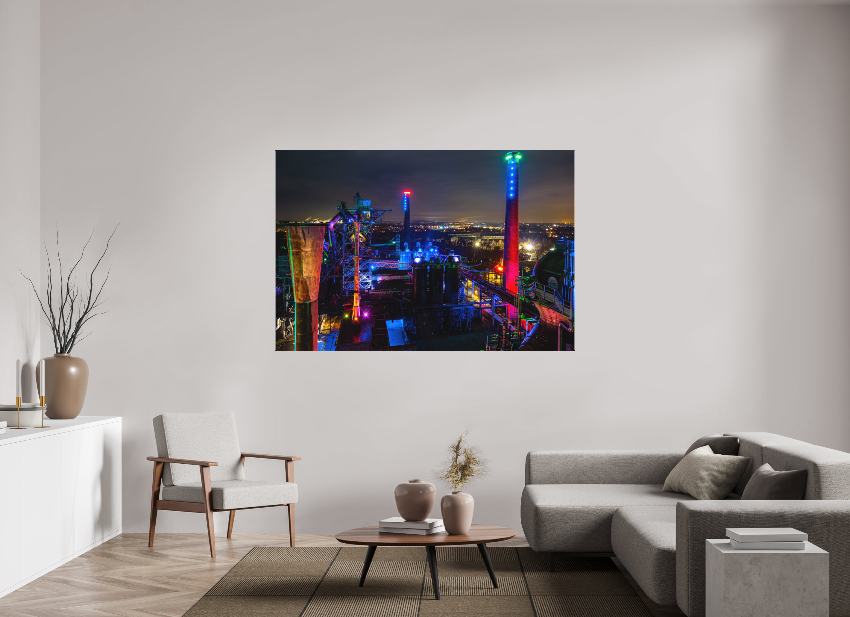 180 x 120 cm, Foto-Leinwand matt Landschaftspark Duisburg von oben