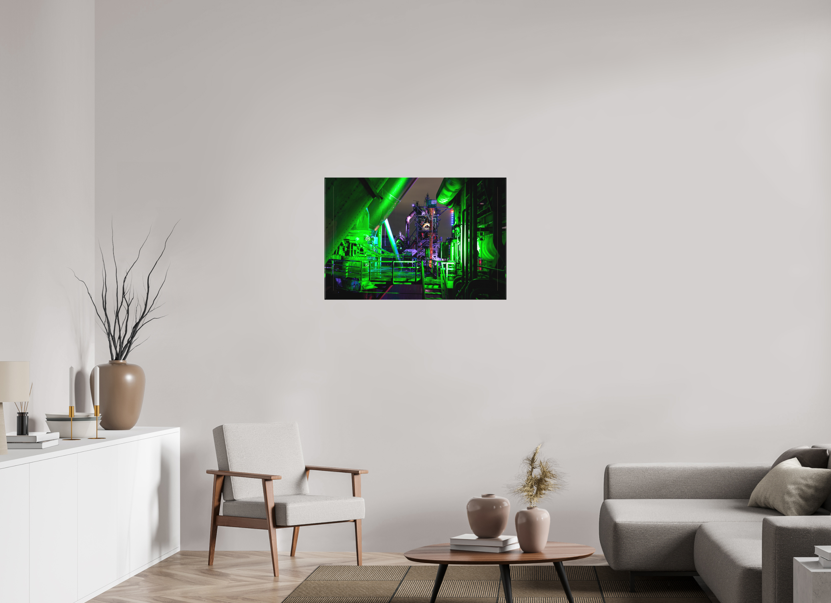 90 x 60 cm, Foto-Leinwand matt Blick auf dem Hochofen 5 im Landschaftspark Duisburg