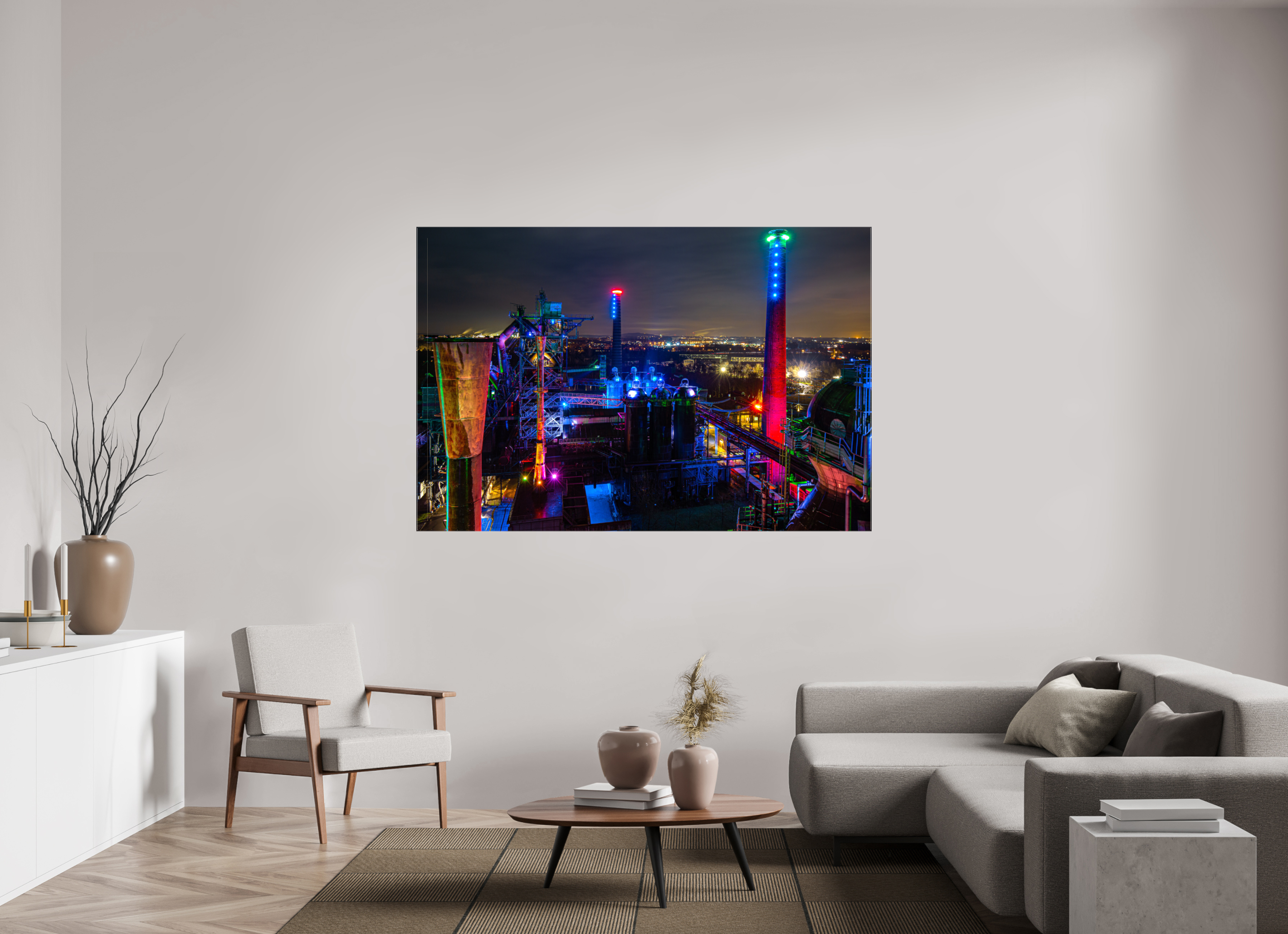 180 x 120 cm, Foto Leinwand glänzend Landschaftspark Duisburg von oben