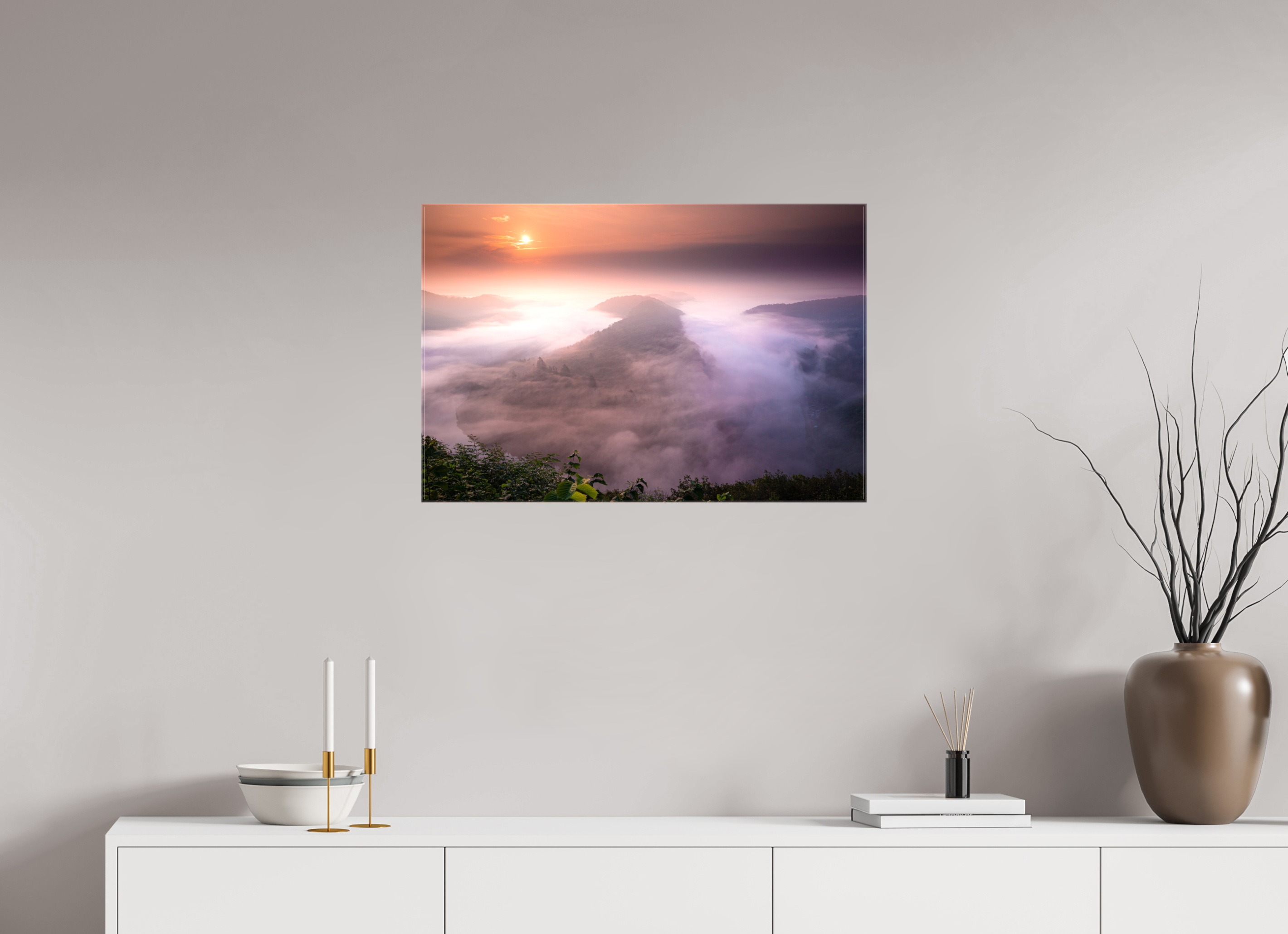 75 x 50 cm, Foto Leinwand glänzend Die Saarschleife zur goldenen Stunde