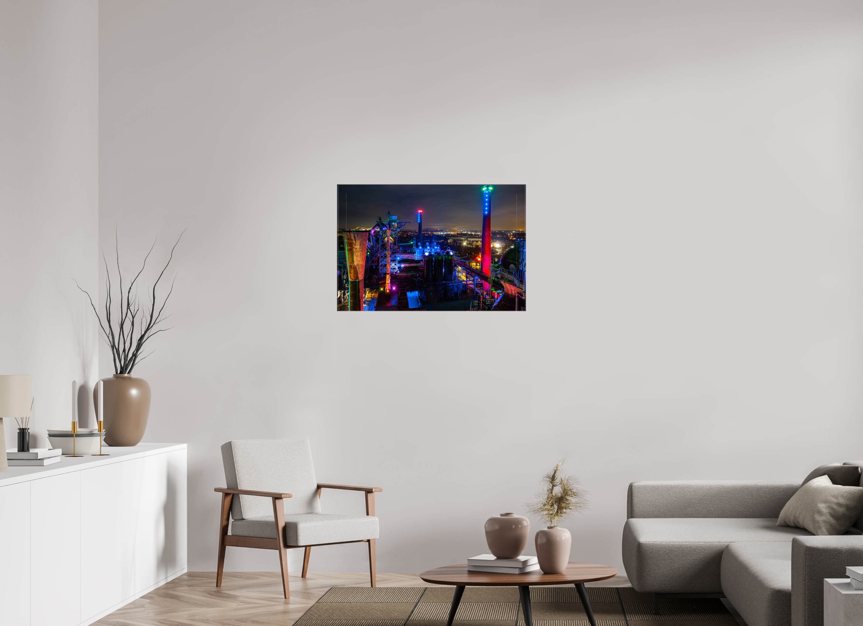90 x 60 cm, Foto Leinwand glänzend Landschaftspark Duisburg von oben