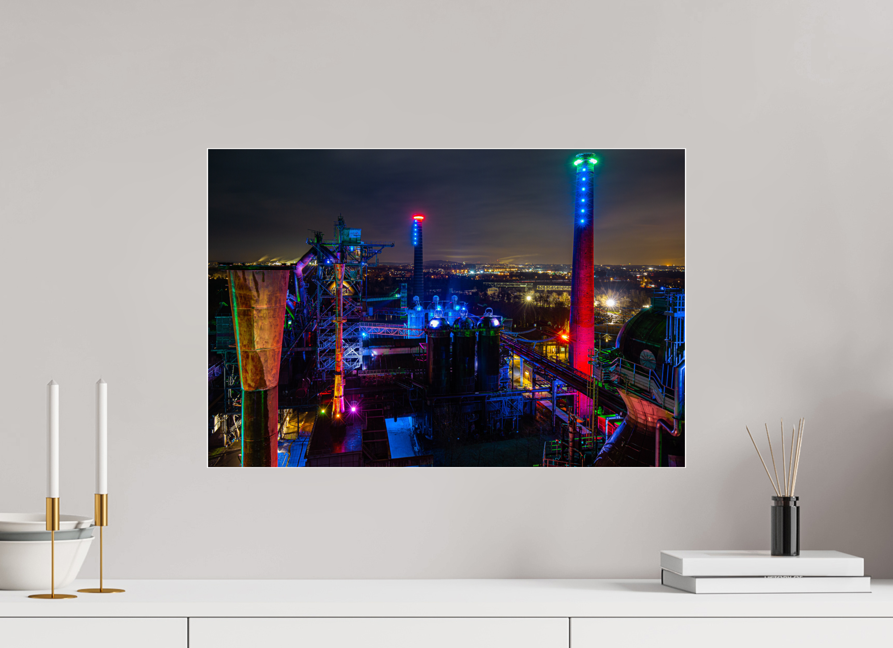 60 x 40 cm, Acrylglas 4 mm glänzend Landschaftspark Duisburg von oben