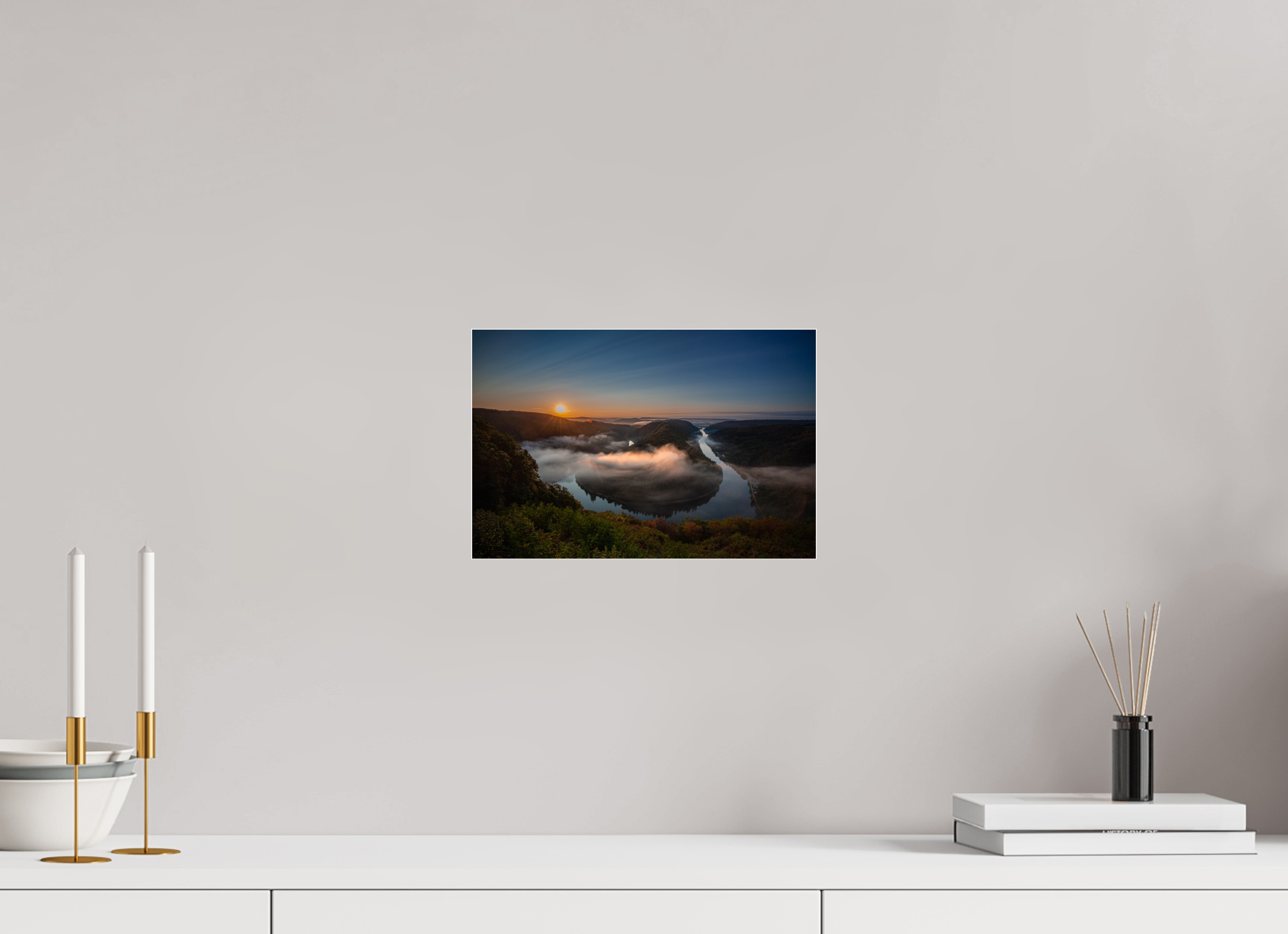 30 x 20 cm, Acrylglas 4 mm glänzend Sonnenaufgang an der Saarschleife