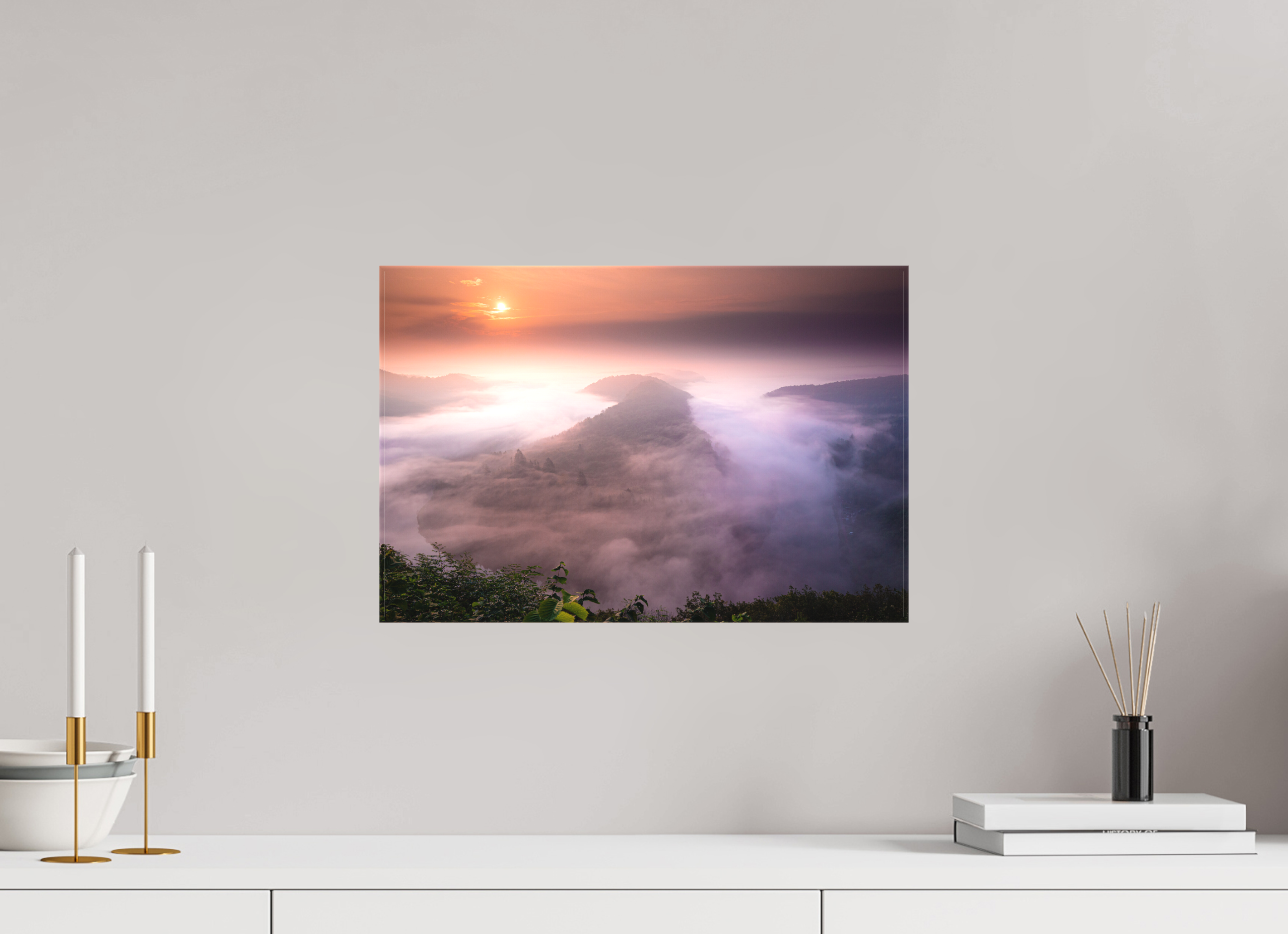 45 x 30 cm, Foto-Leinwand matt Die Saarschleife zur goldenen Stunde