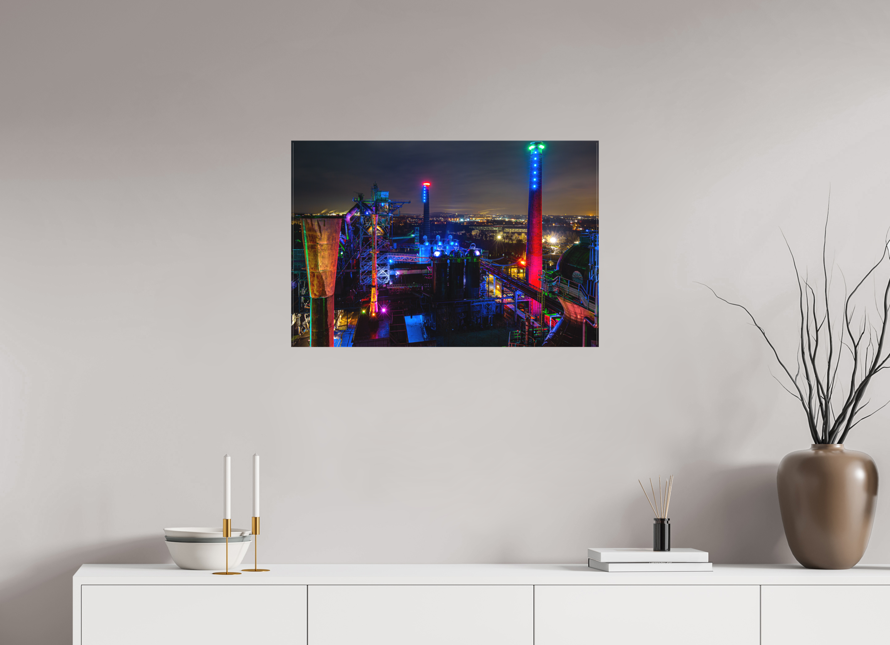 75 x 50 cm, Foto-Leinwand matt Landschaftspark Duisburg von oben