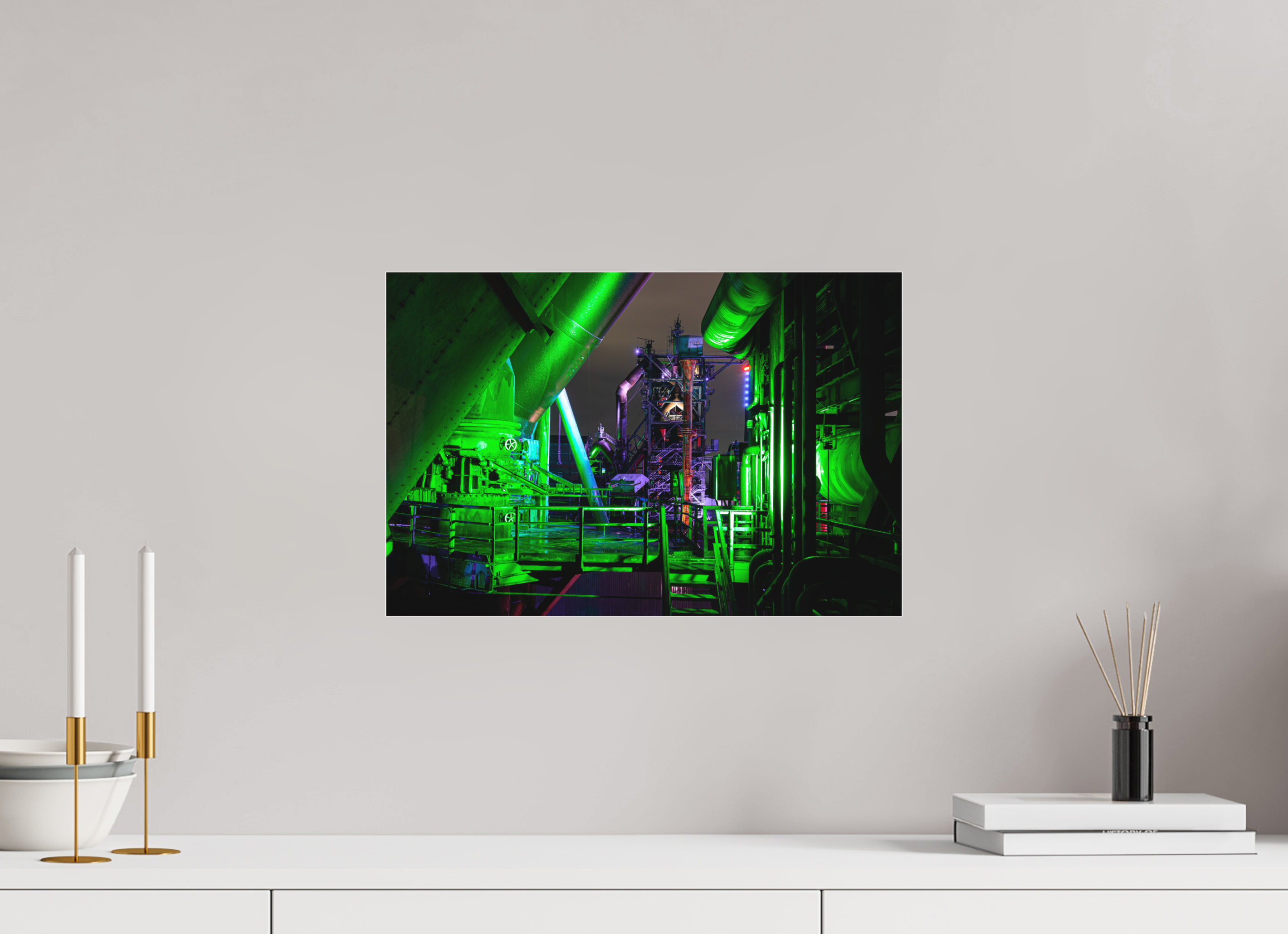 45 x 30 cm, Foto-Abzug hinter Acrylglas 3 mm matt Blick auf dem Hochofen 5 im Landschaftspark Duisburg