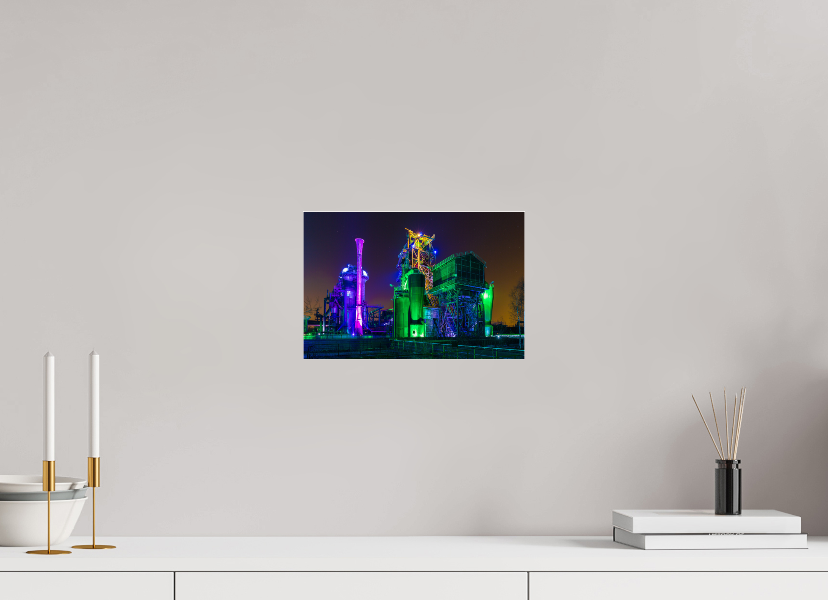 30 x 20 cm, Acrylglas 4 mm glänzend Illuminierter Landschaftspark Duisburg