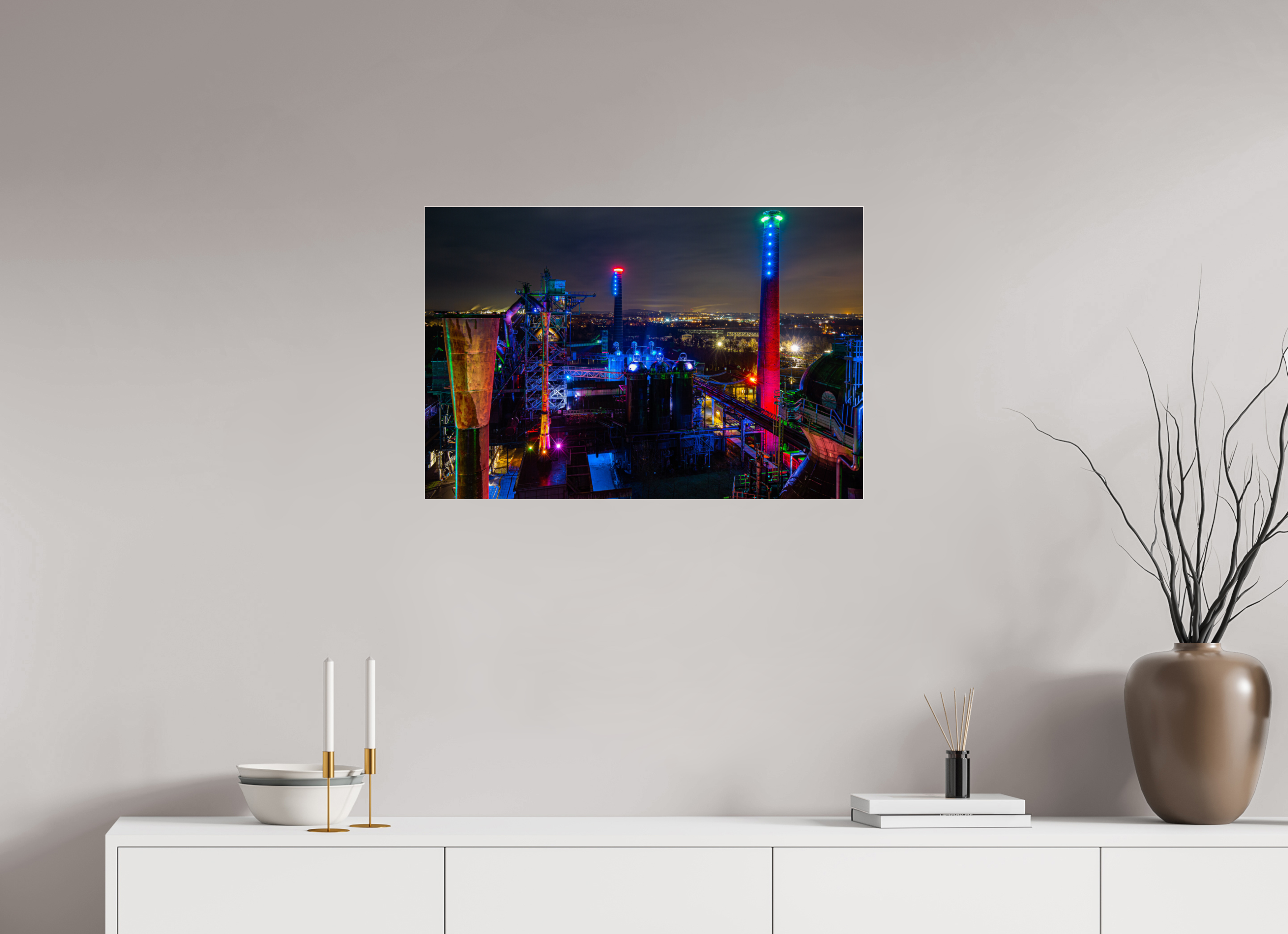 75 x 50 cm, Acrylglas 4 mm glänzend Landschaftspark Duisburg von oben