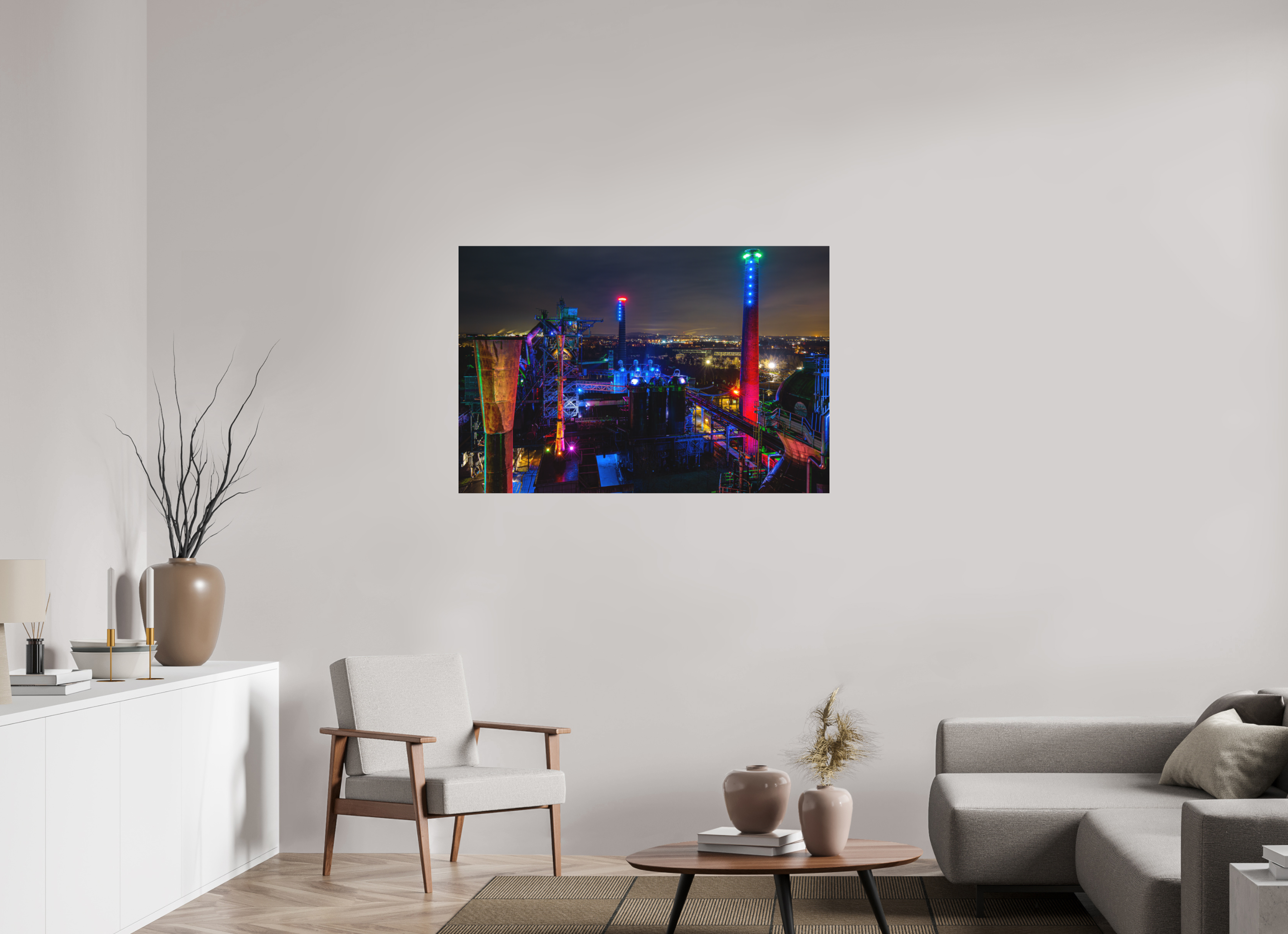 120 x 80 cm, Foto-Abzug hinter Acrylglas 3 mm matt Landschaftspark Duisburg von oben