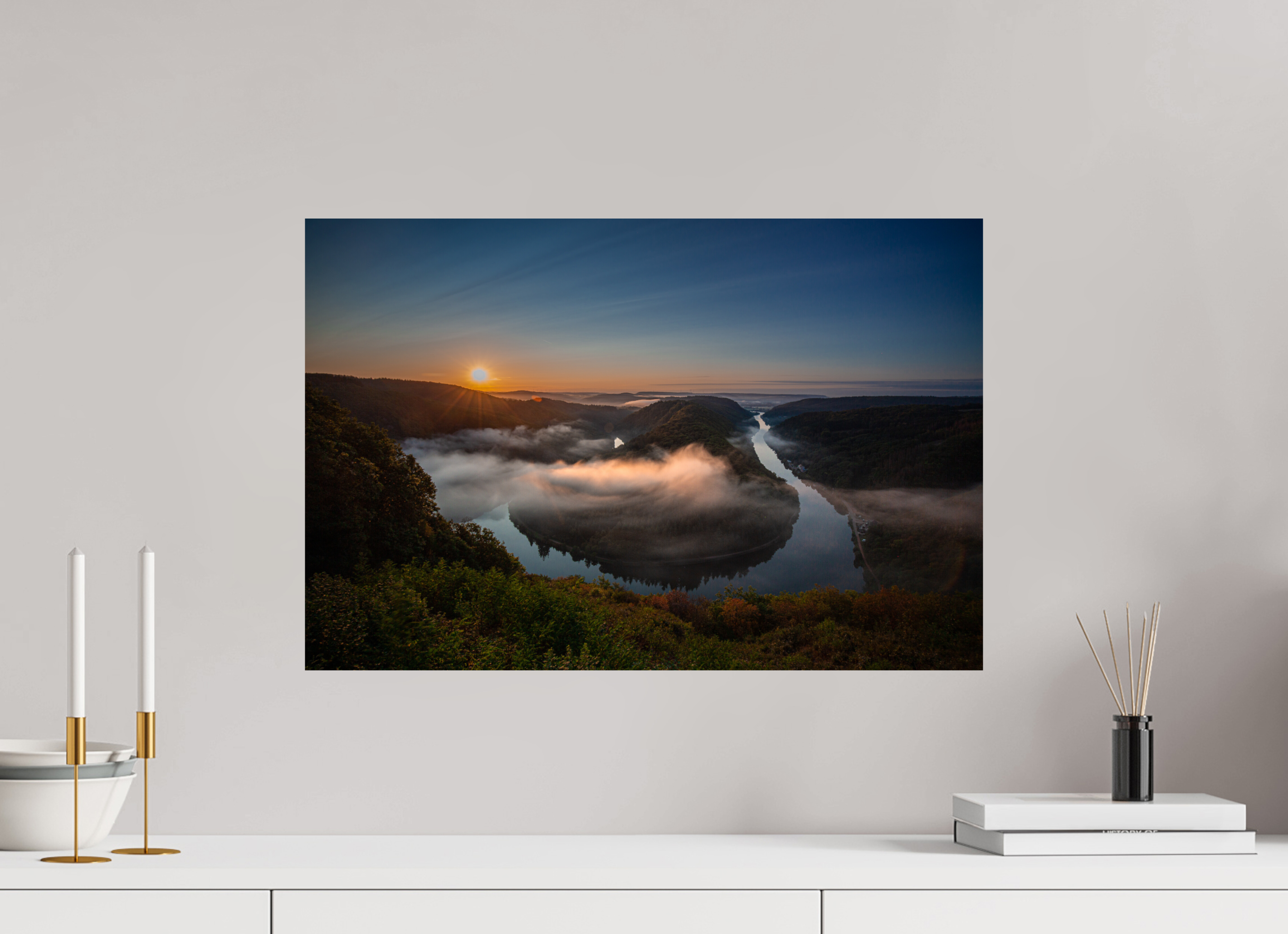 60 x 40 cm, Photo Print On Fuji Crystal DP II Sonnenaufgang an der Saarschleife