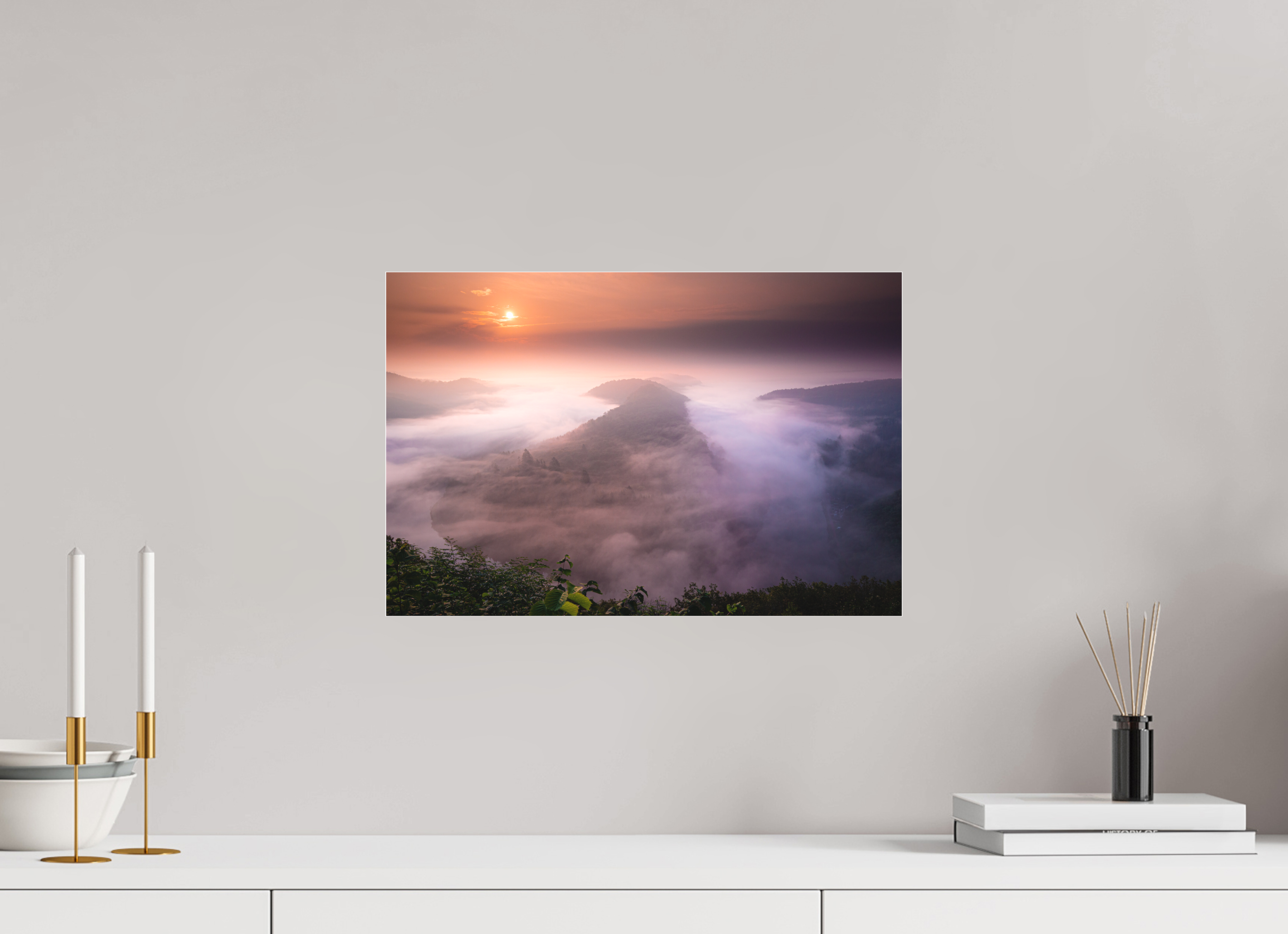 45 x 30 cm, Foto-Abzug hinter Acrylglas 3 mm matt Die Saarschleife zur goldenen Stunde