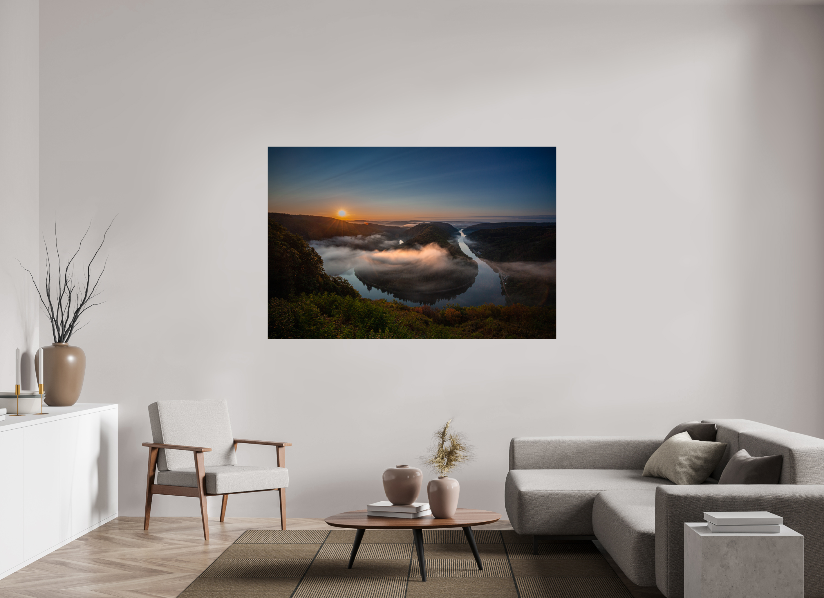 180 x 120 cm, Photo Print On Fuji Crystal DP II Sonnenaufgang an der Saarschleife