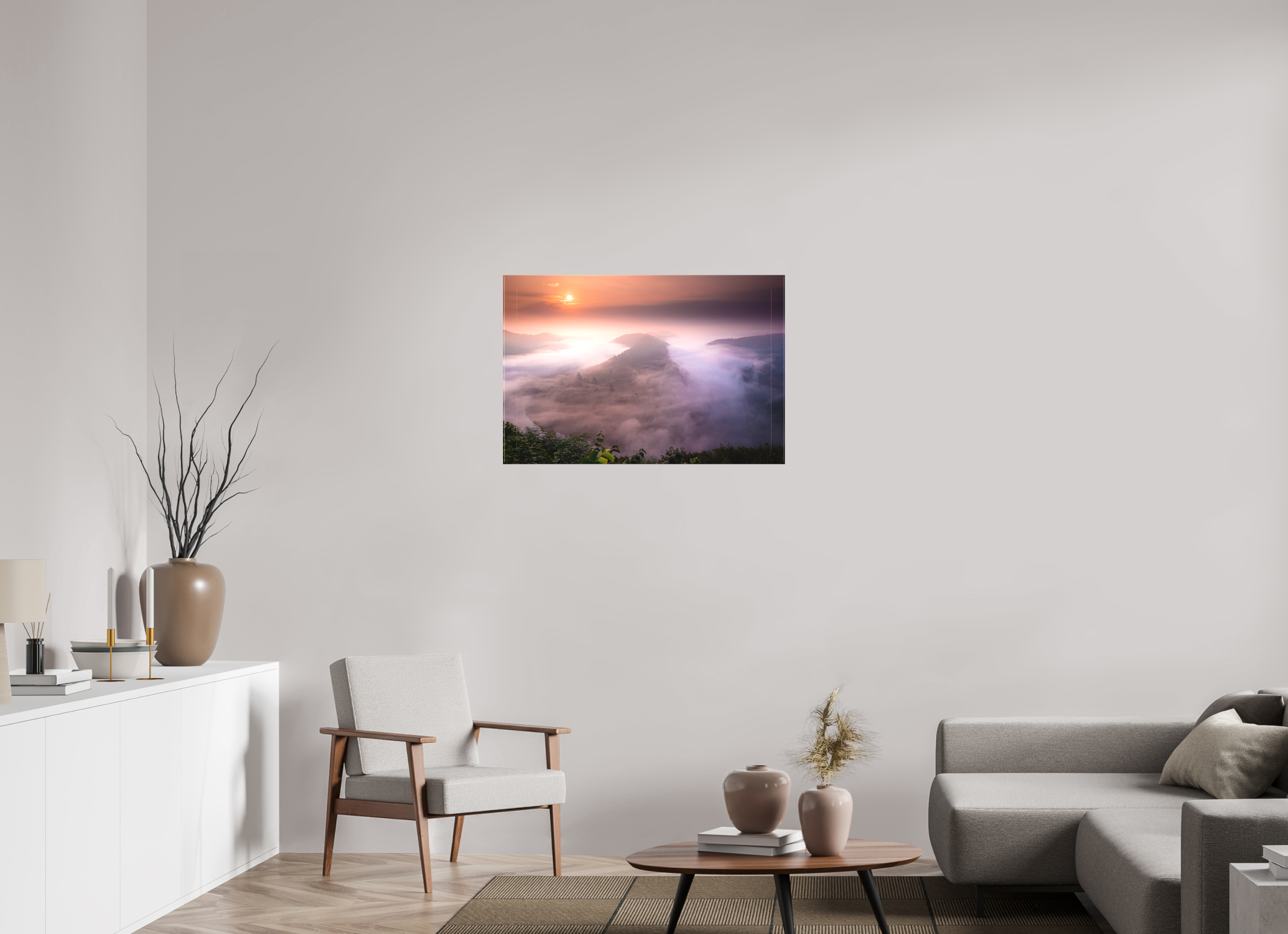 90 x 60 cm, Foto-Leinwand matt Die Saarschleife zur goldenen Stunde