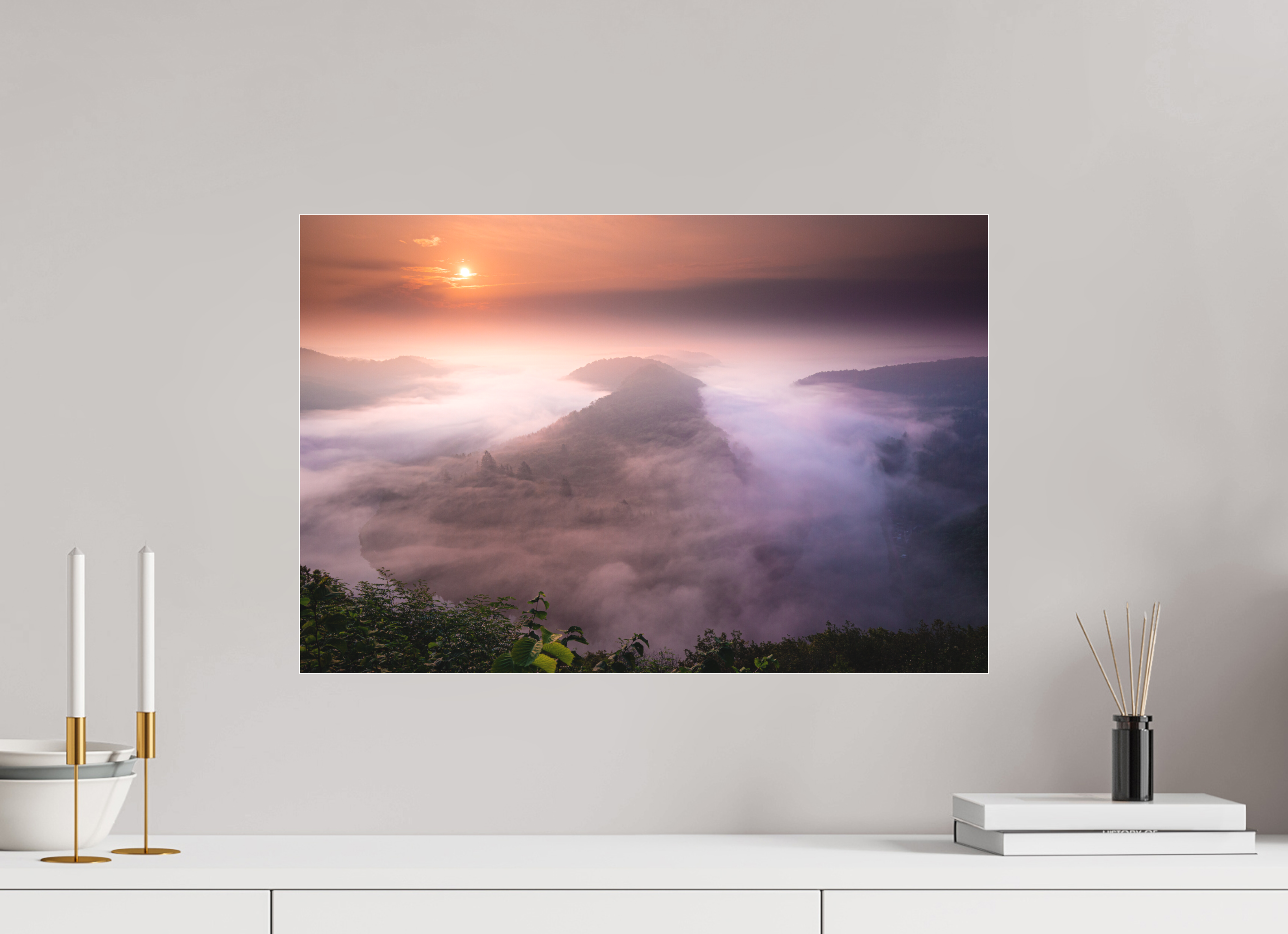 60 x 40 cm, Foto-Abzug hinter Acrylglas 3 mm matt Die Saarschleife zur goldenen Stunde