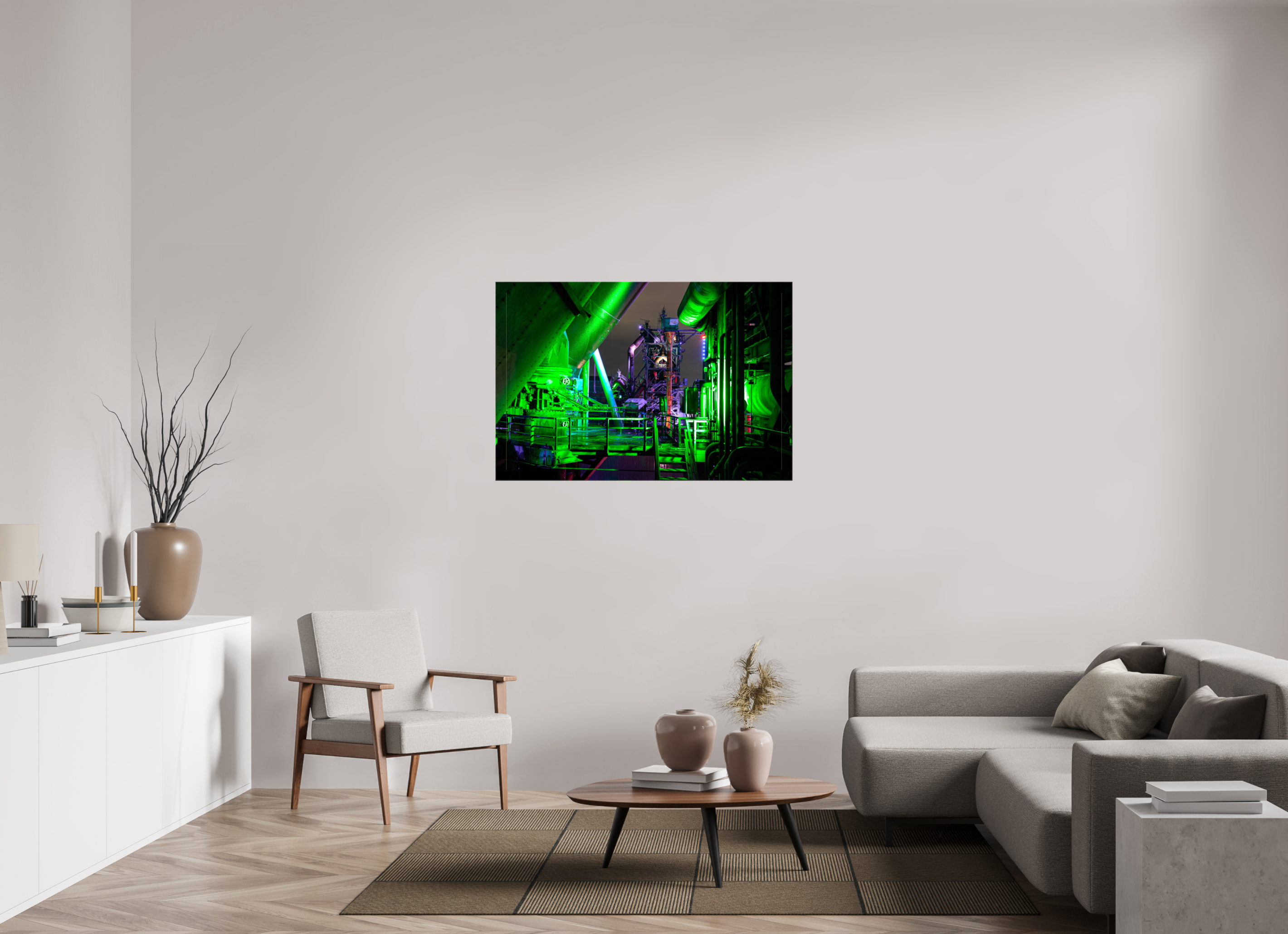 120 x 80 cm, Foto Leinwand glänzend Blick auf dem Hochofen 5 im Landschaftspark Duisburg