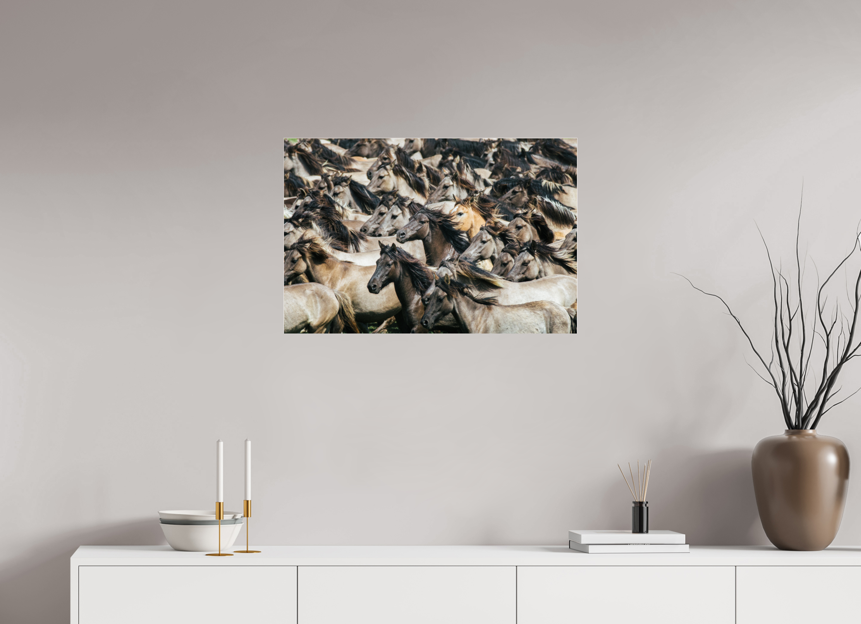 75 x 50 cm, Acrylglas 4 mm glänzend Wildpferde