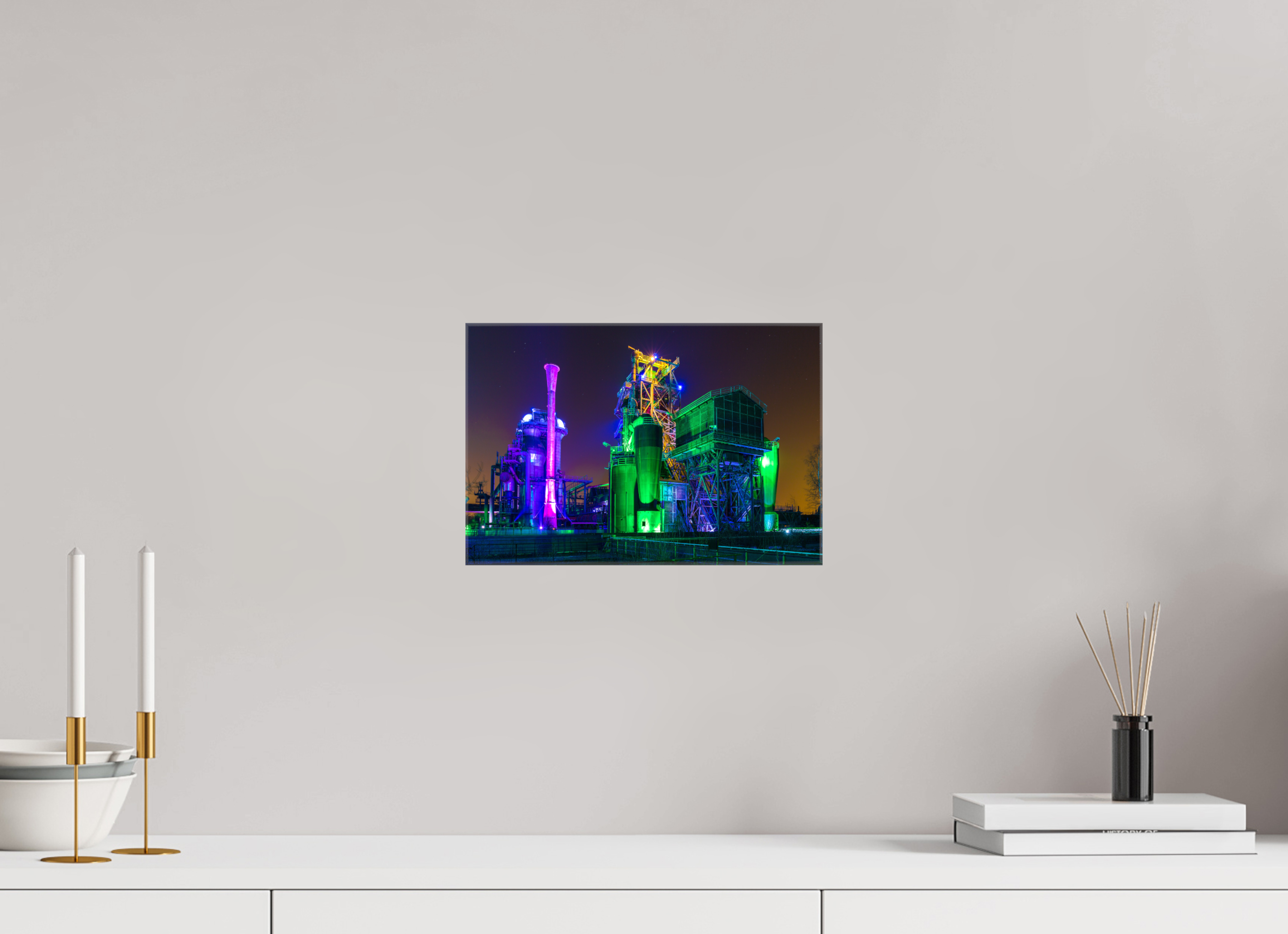 30 x 20 cm, Foto Leinwand glänzend Illuminierter Landschaftspark Duisburg