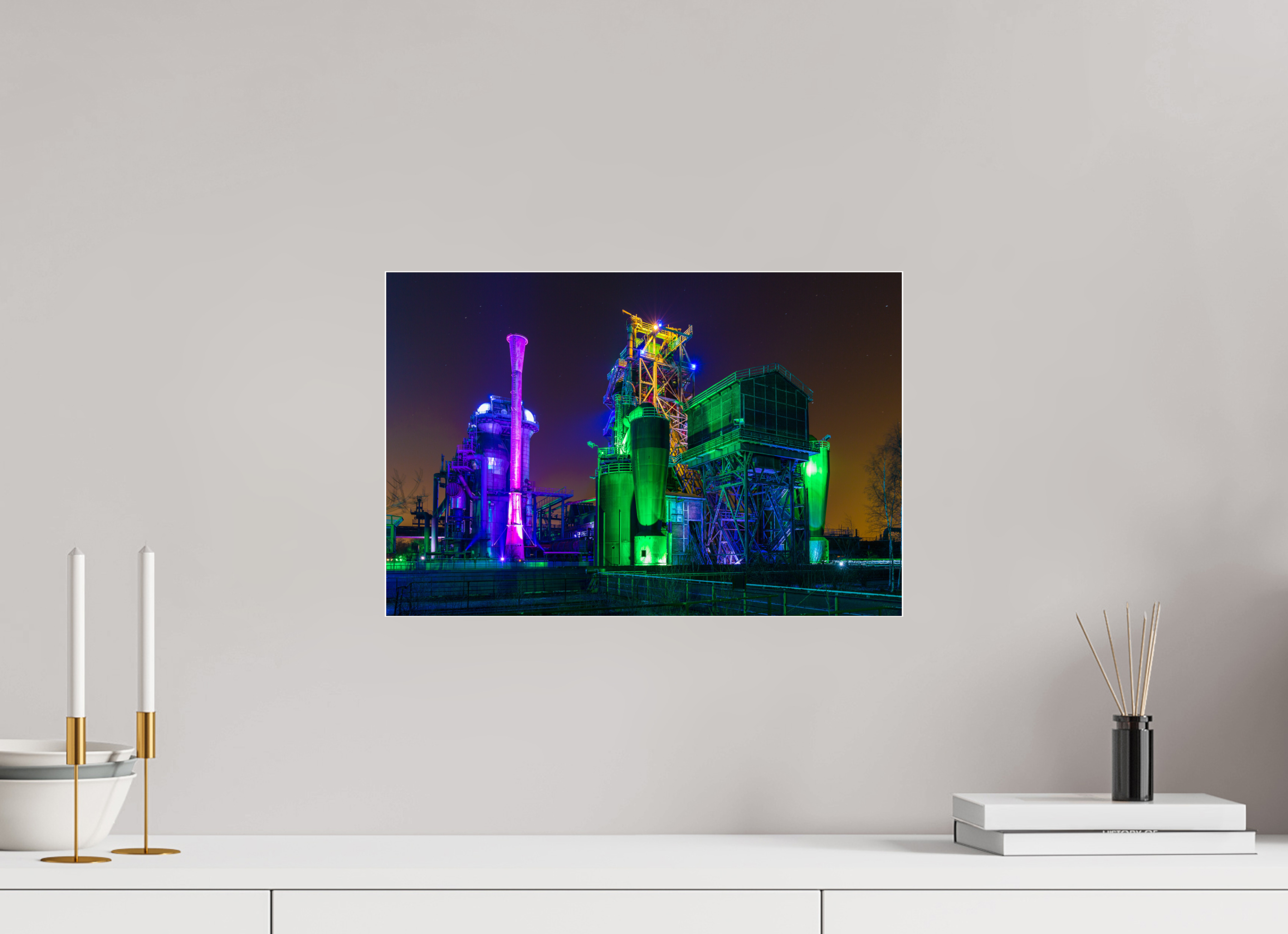 45 x 30 cm, Acrylglas 4 mm glänzend Illuminierter Landschaftspark Duisburg