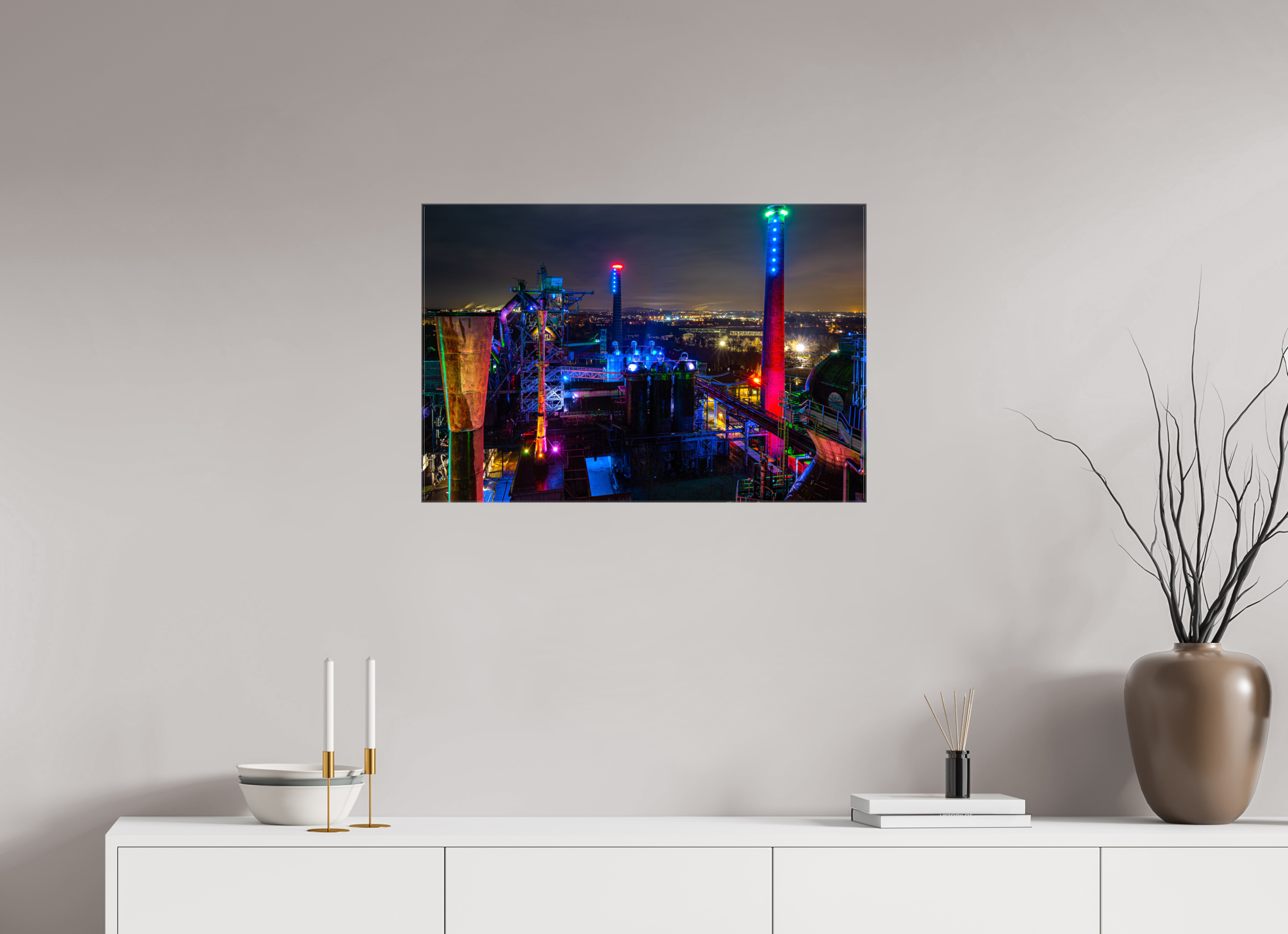 75 x 50 cm, Foto Leinwand glänzend Landschaftspark Duisburg von oben