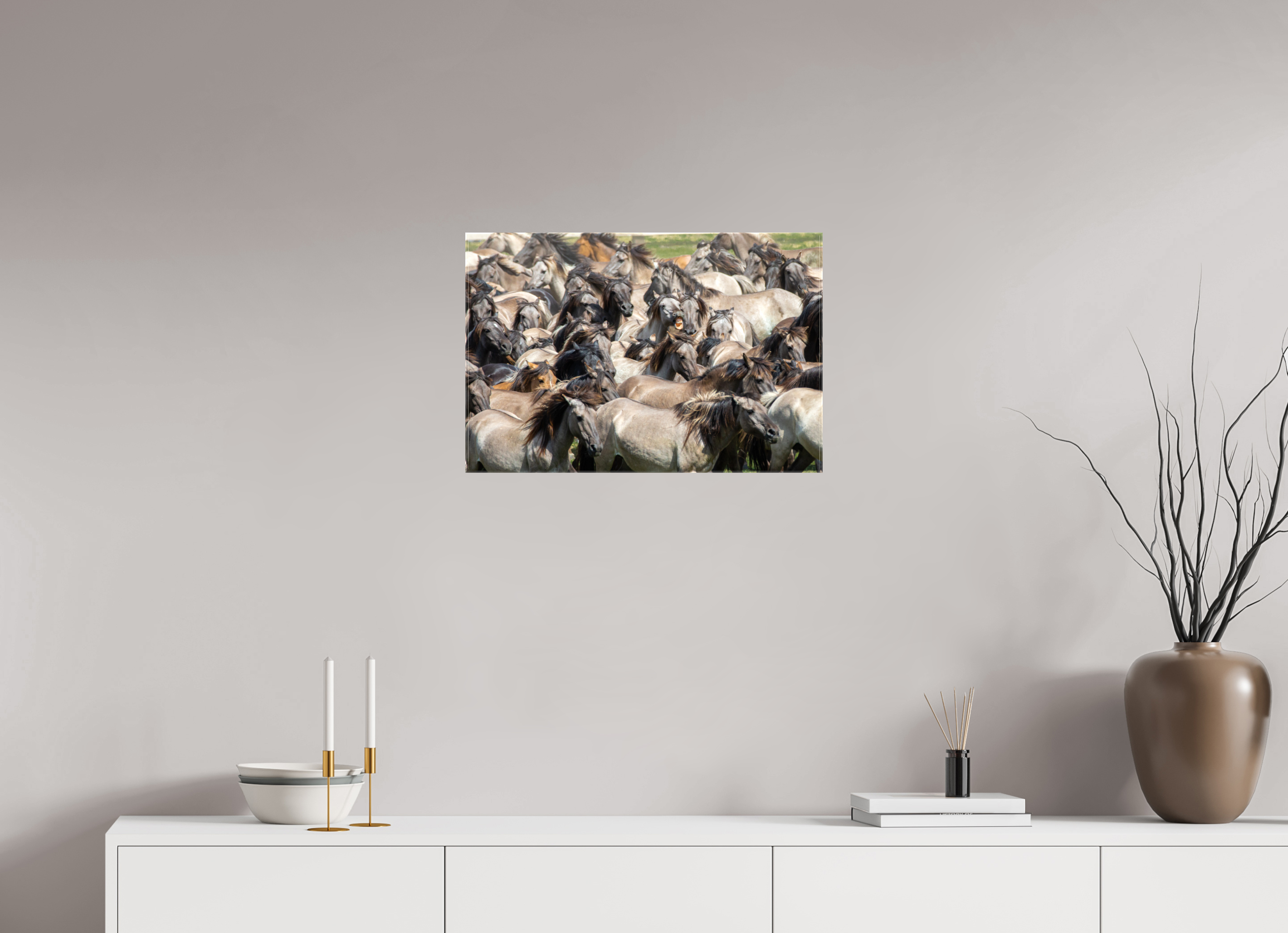 60 x 40 cm, Foto Leinwand glänzend Wieherndes Wildpferd