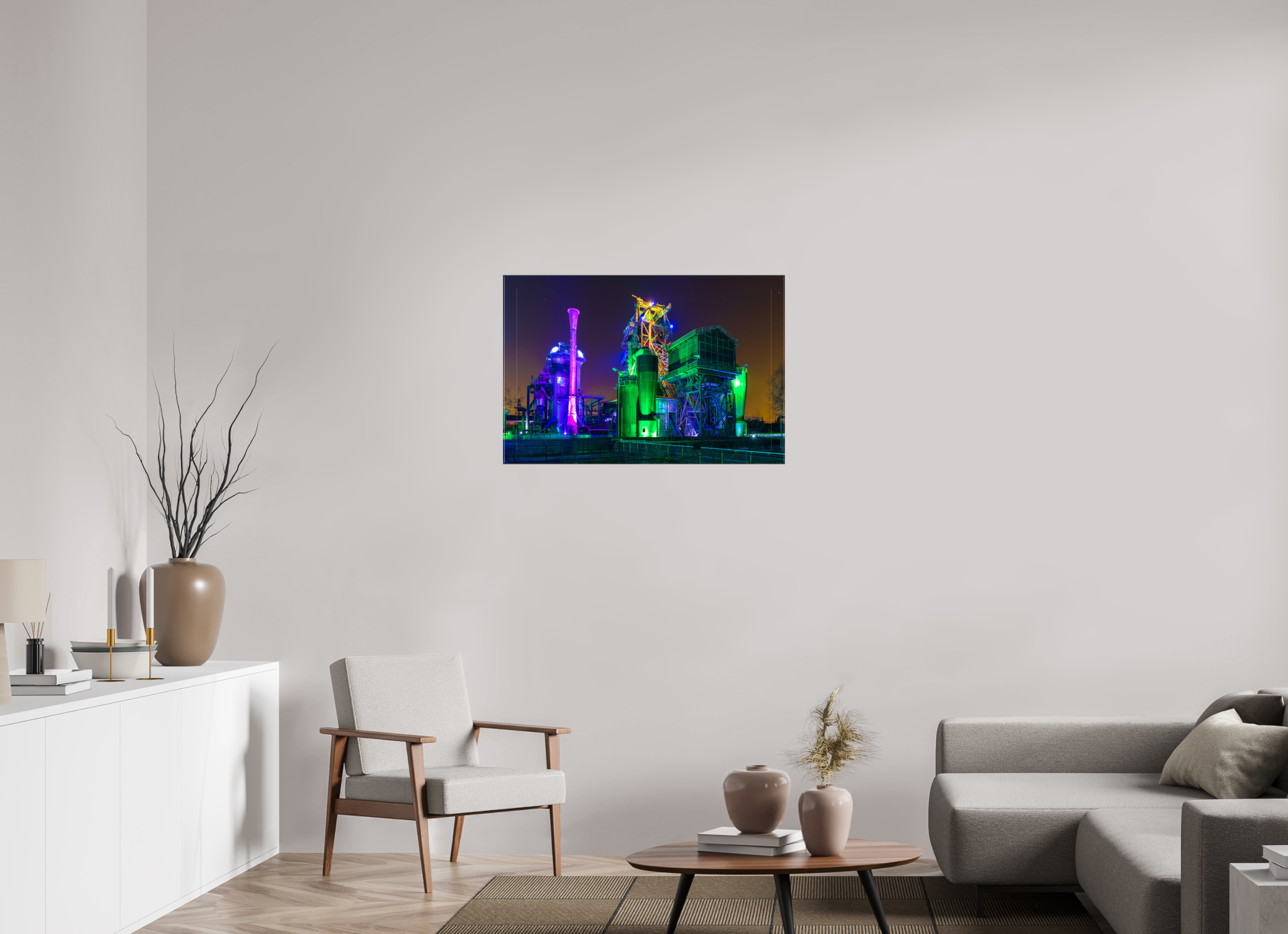90 x 60 cm, Foto Leinwand glänzend Illuminierter Landschaftspark Duisburg