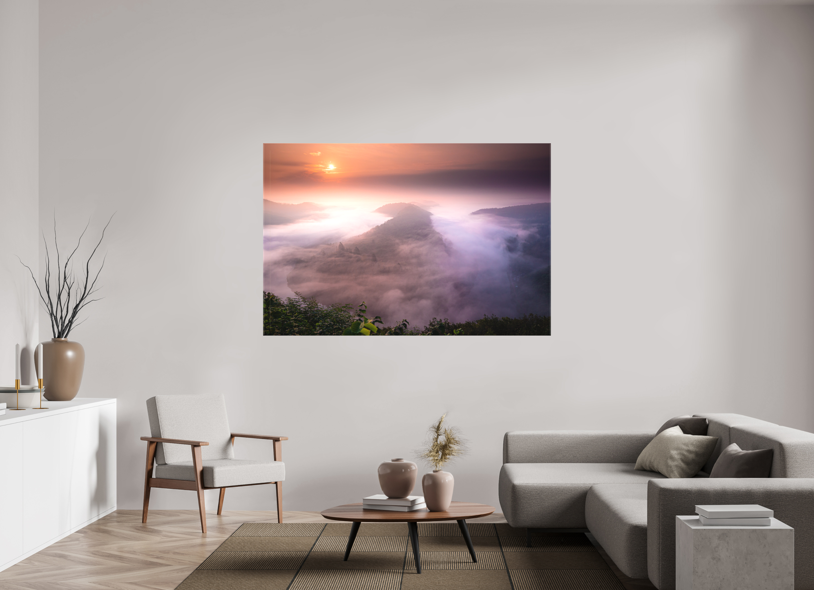 180 x 120 cm, Foto-Leinwand matt Die Saarschleife zur goldenen Stunde