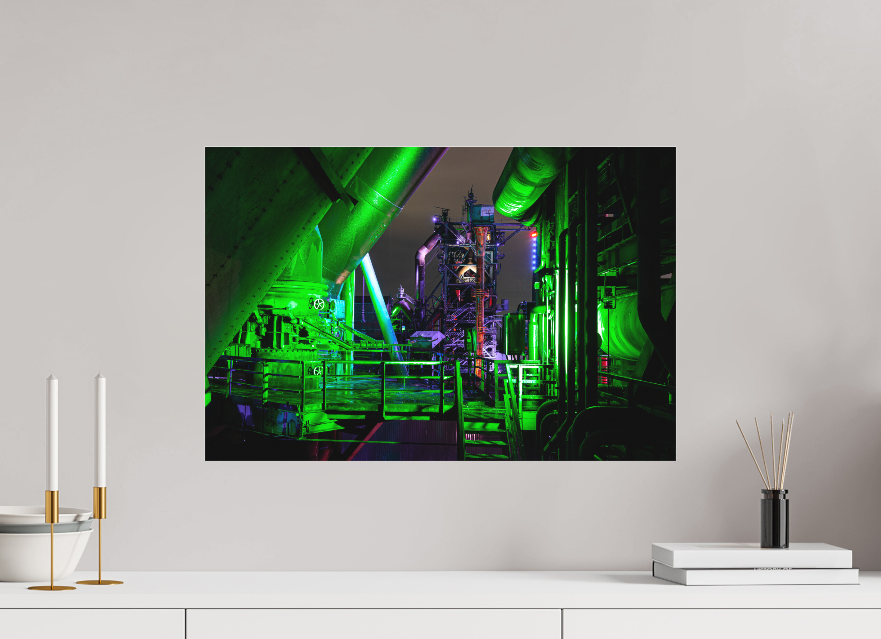 60 x 40 cm, Foto-Abzug hinter Acrylglas 3 mm matt Blick auf dem Hochofen 5 im Landschaftspark Duisburg