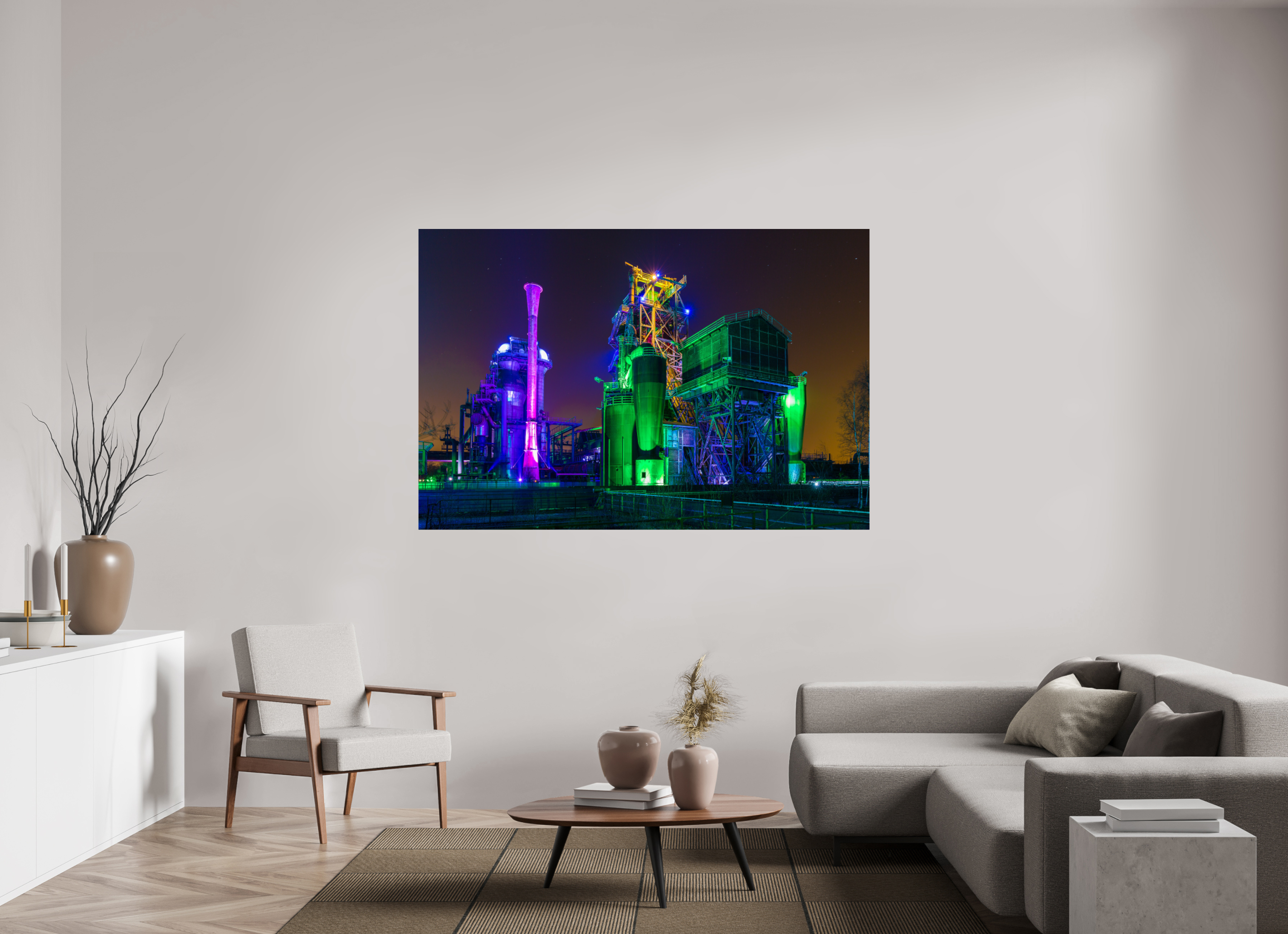 180 x 120 cm, Photo Print On Fuji Crystal DP II Illuminierter Landschaftspark Duisburg