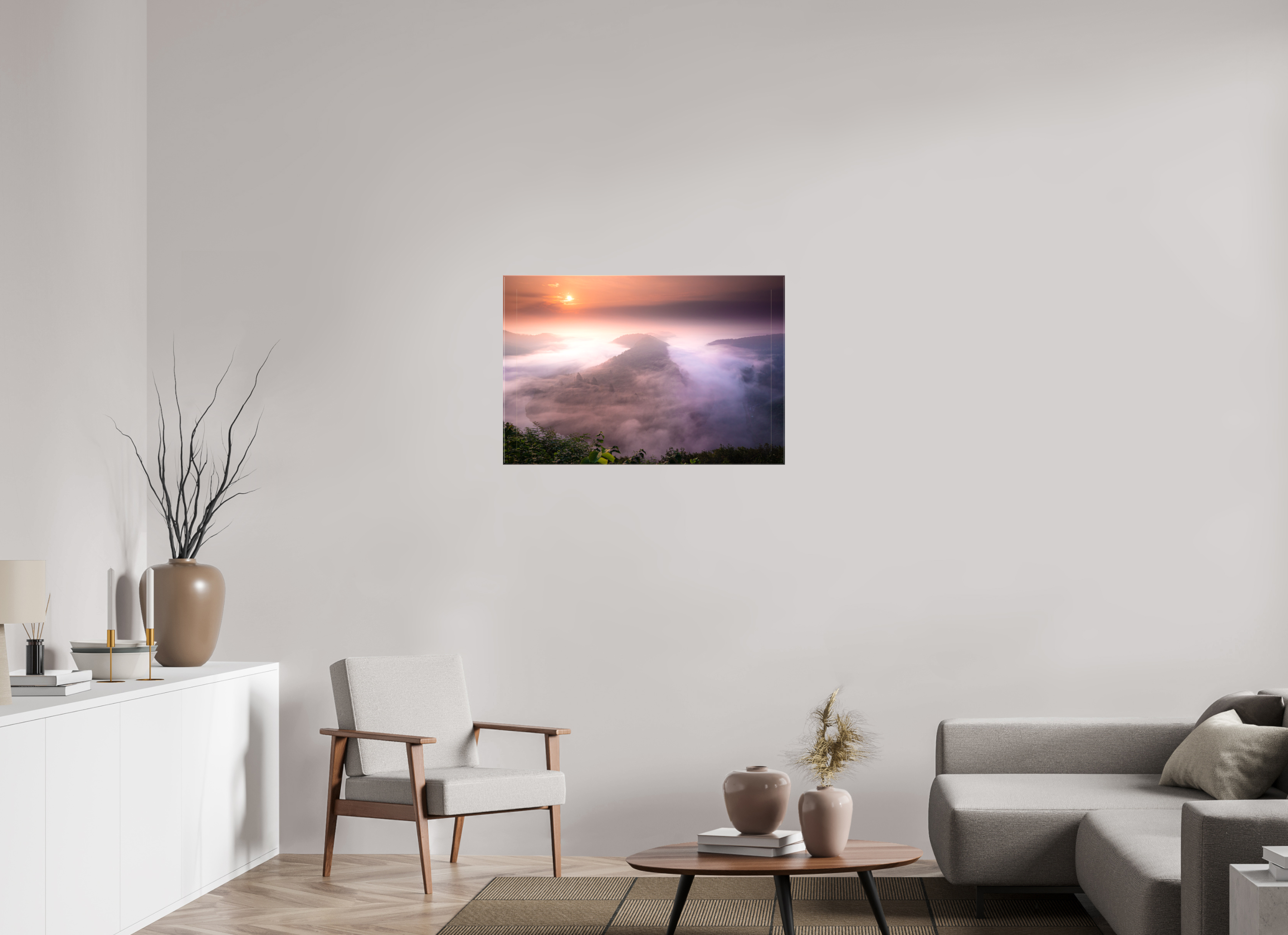 90 x 60 cm, Foto Leinwand glänzend Die Saarschleife zur goldenen Stunde