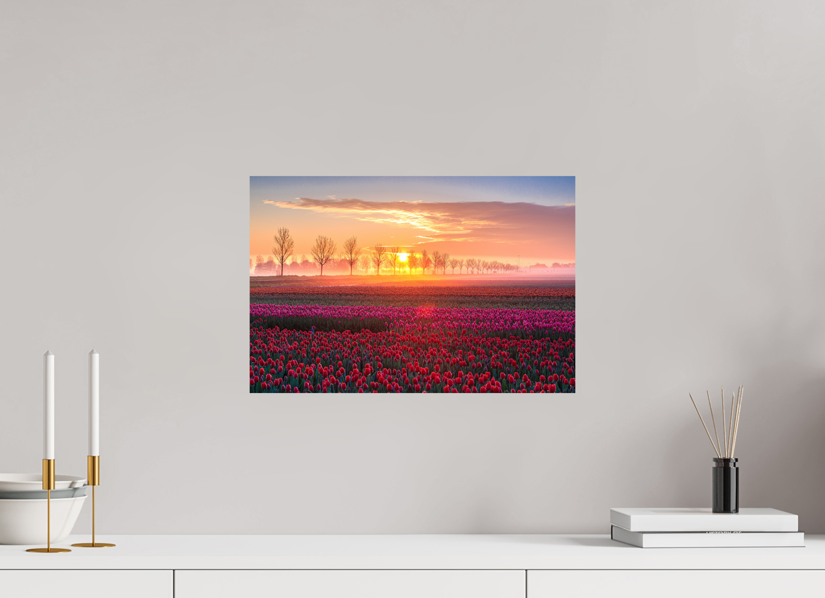 45 x 30 cm, Photo Print On Fuji Crystal DP II Sonnenaufgang über dem Tulpfenfeld