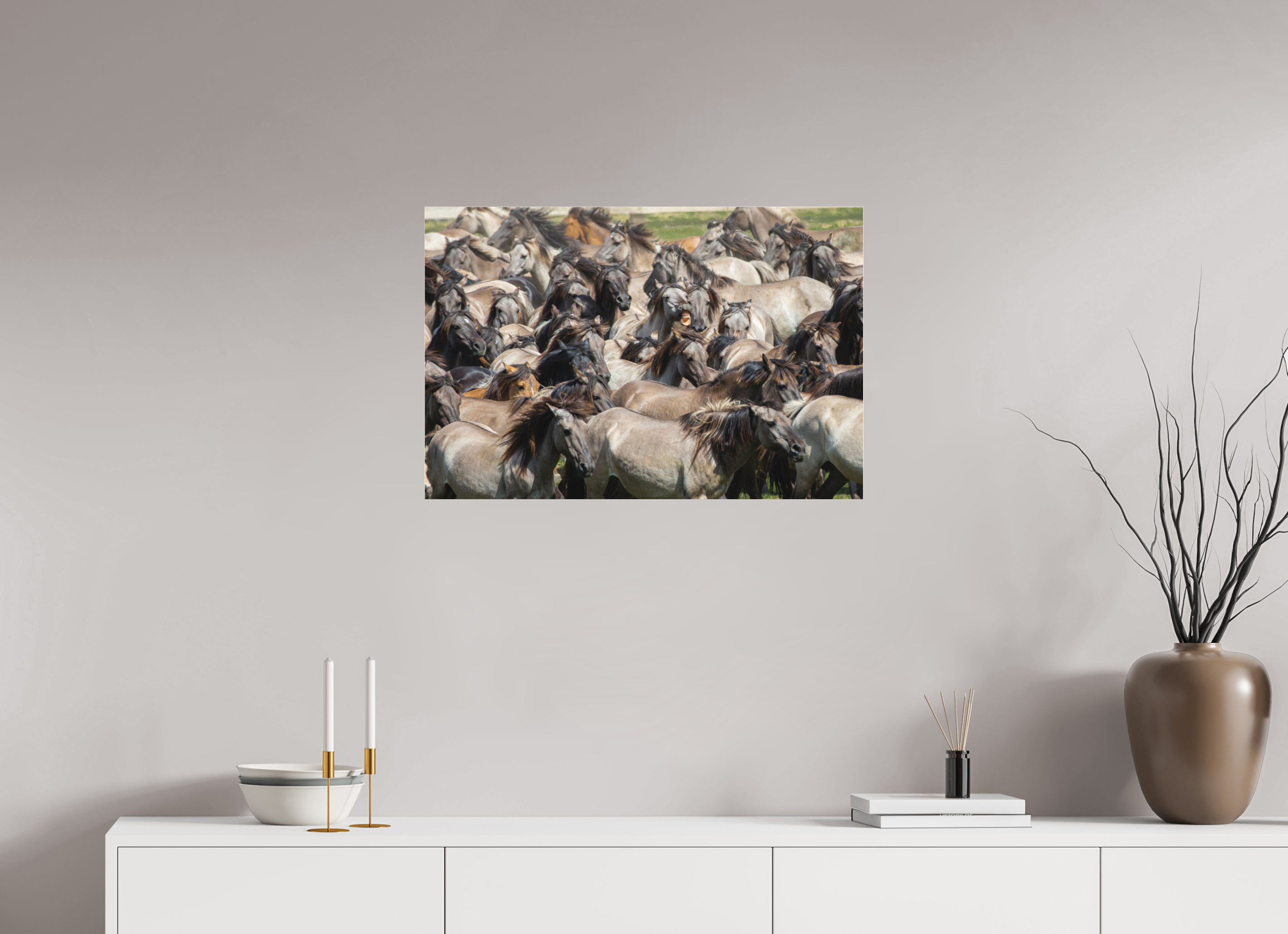 75 x 50 cm, Foto-Abzug hinter Acrylglas 3 mm matt Wieherndes Wildpferd