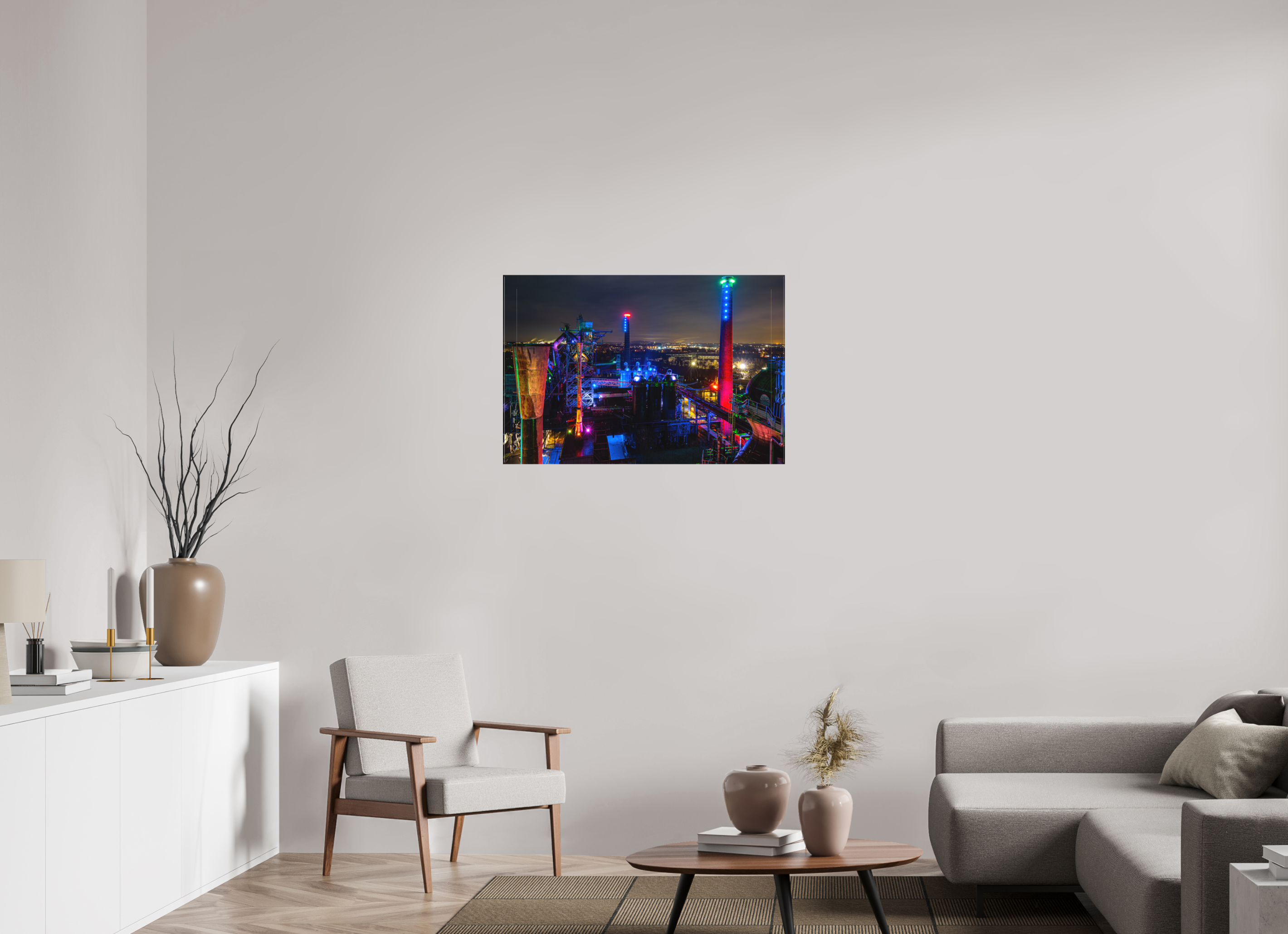 90 x 60 cm, Foto-Leinwand matt Landschaftspark Duisburg von oben