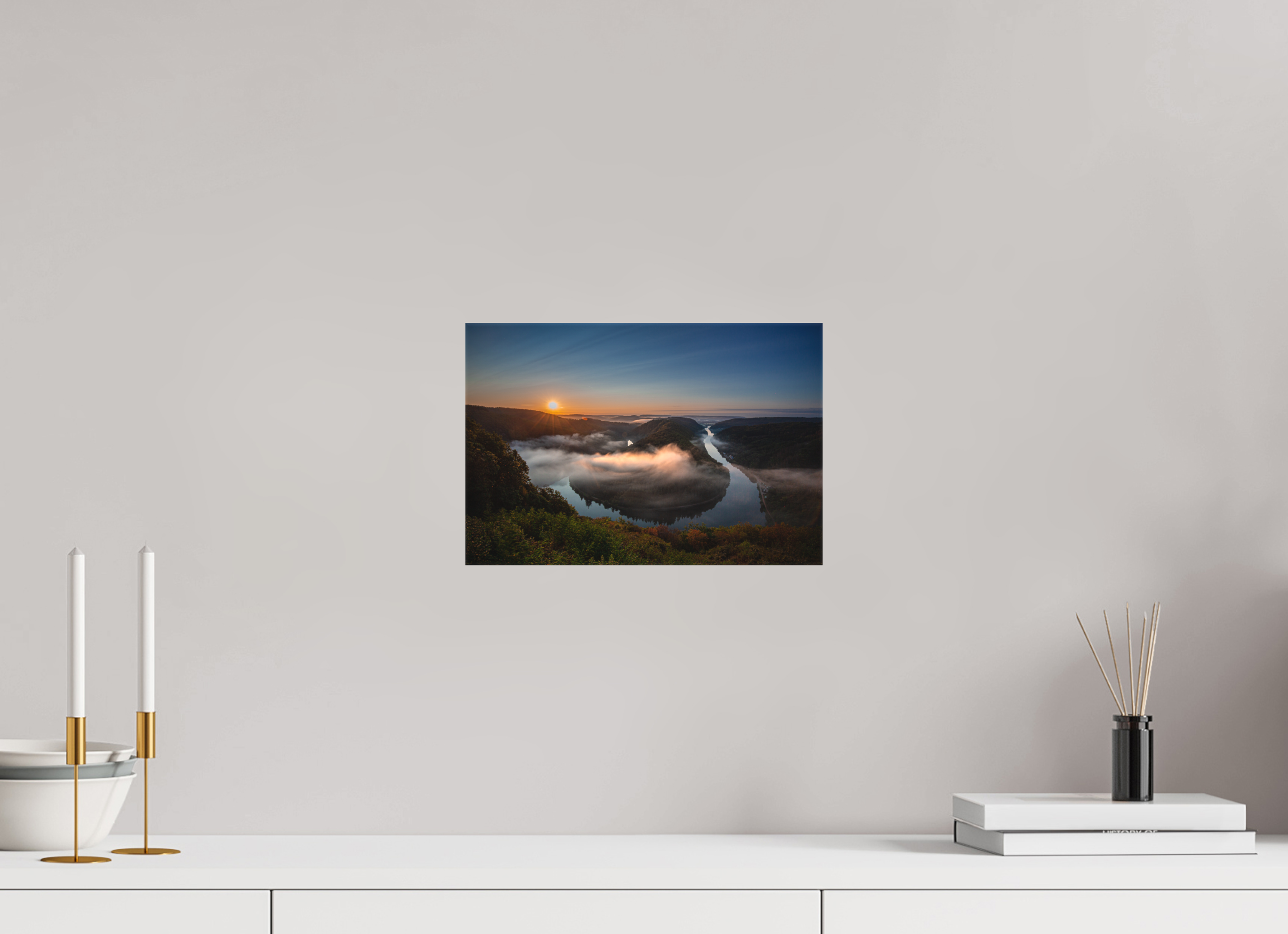 30 x 20 cm, Foto-Leinwand matt Sonnenaufgang an der Saarschleife
