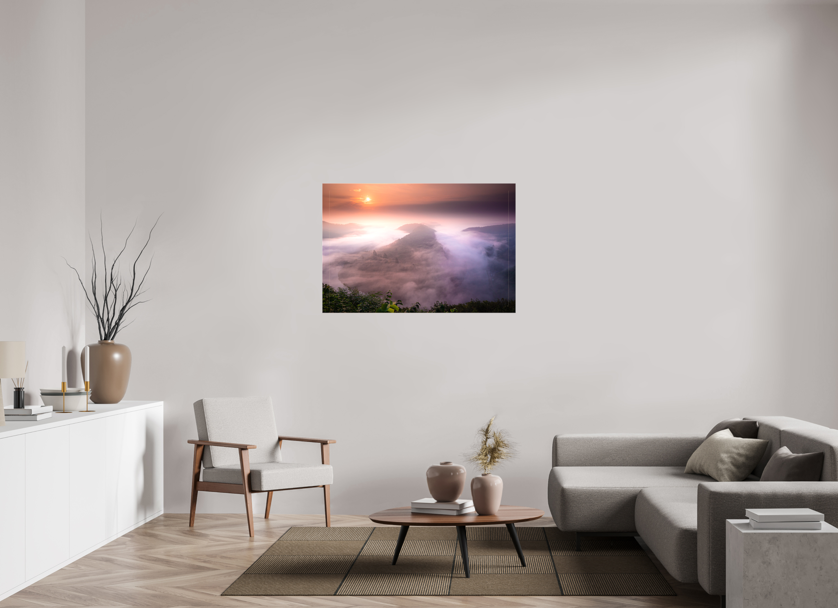 120 x 80 cm, Foto Leinwand glänzend Die Saarschleife zur goldenen Stunde