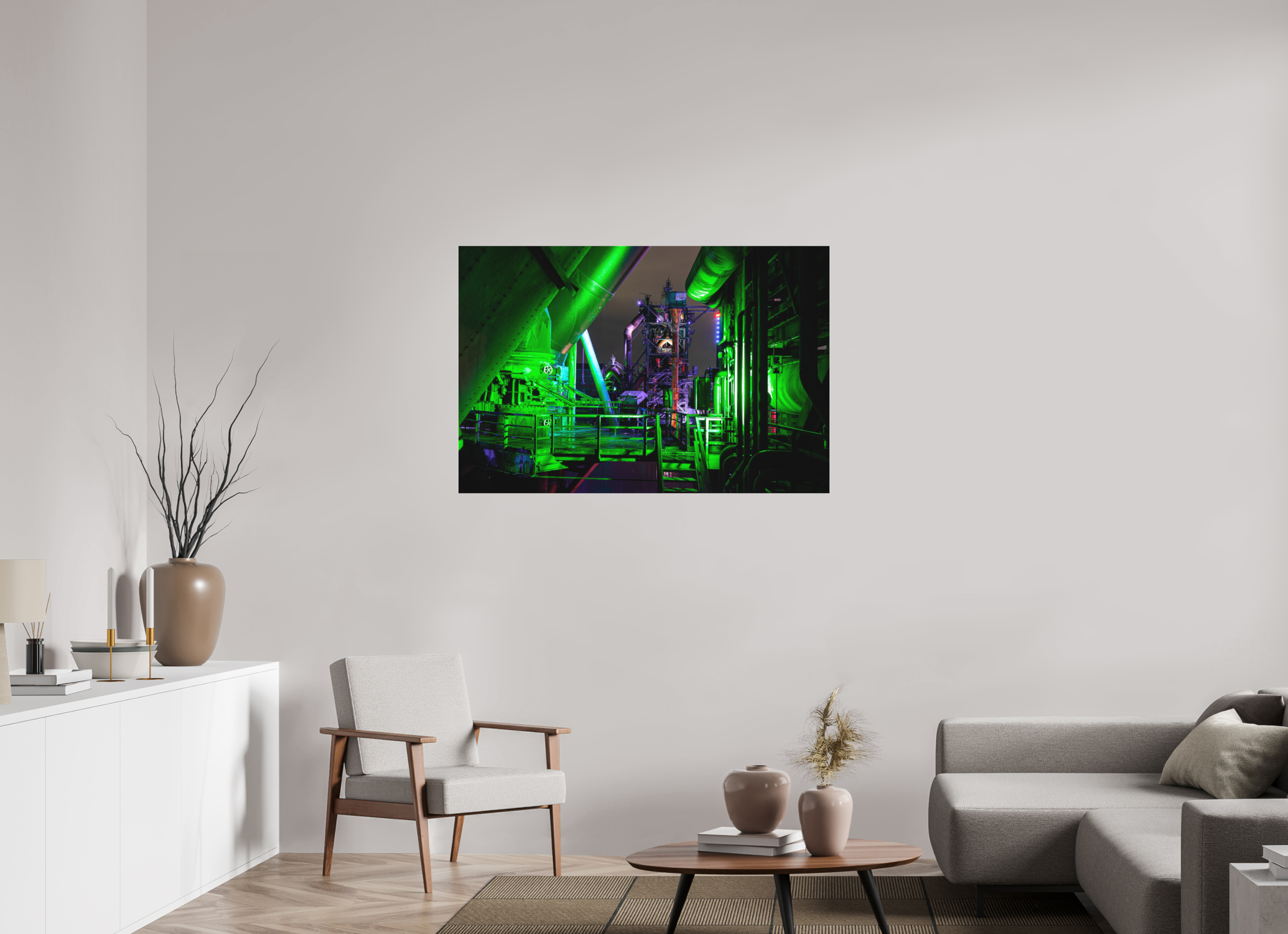 120 x 80 cm, Foto-Abzug hinter Acrylglas 3 mm matt Blick auf dem Hochofen 5 im Landschaftspark Duisburg