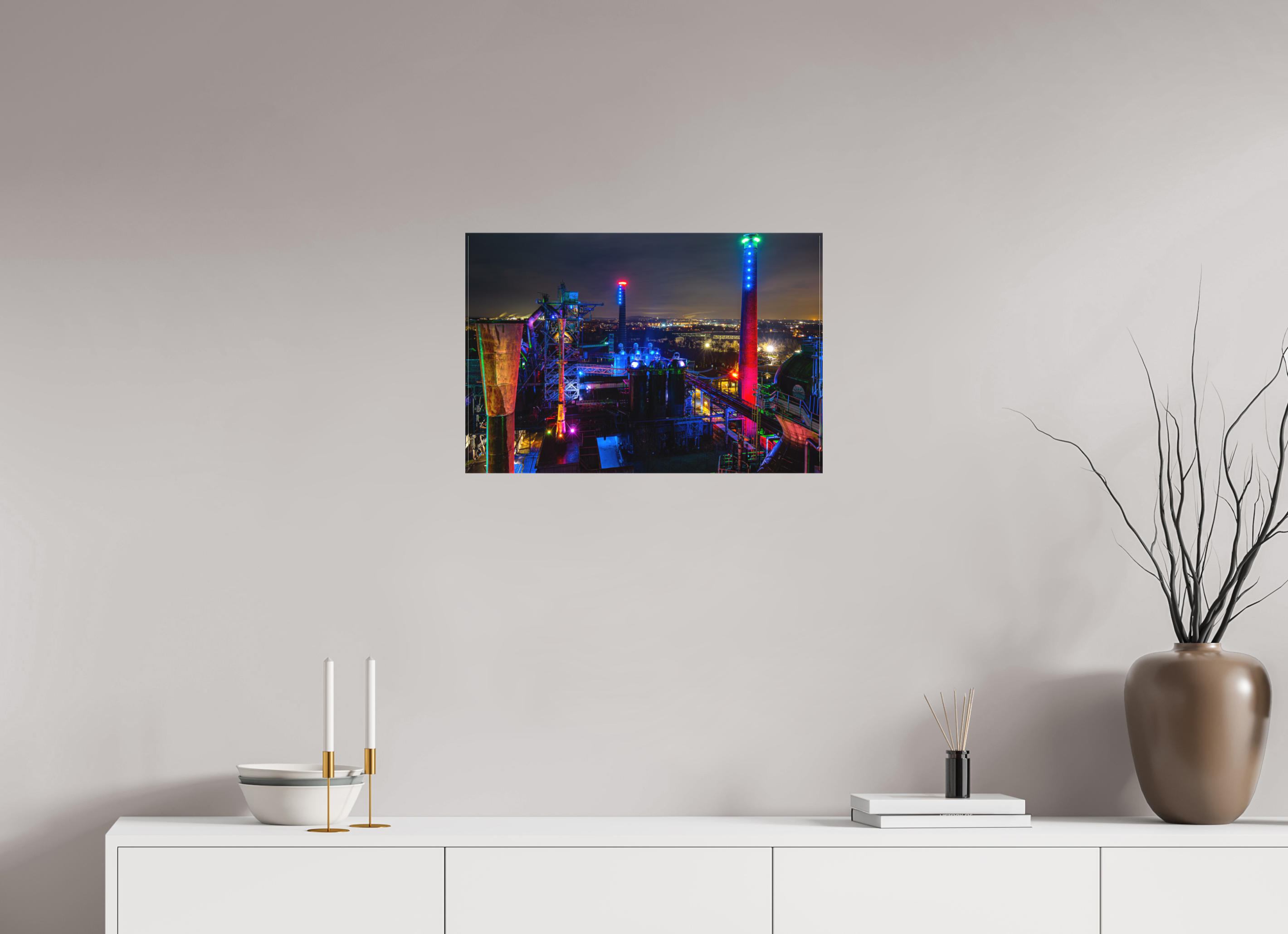 60 x 40 cm, Foto-Leinwand matt Landschaftspark Duisburg von oben