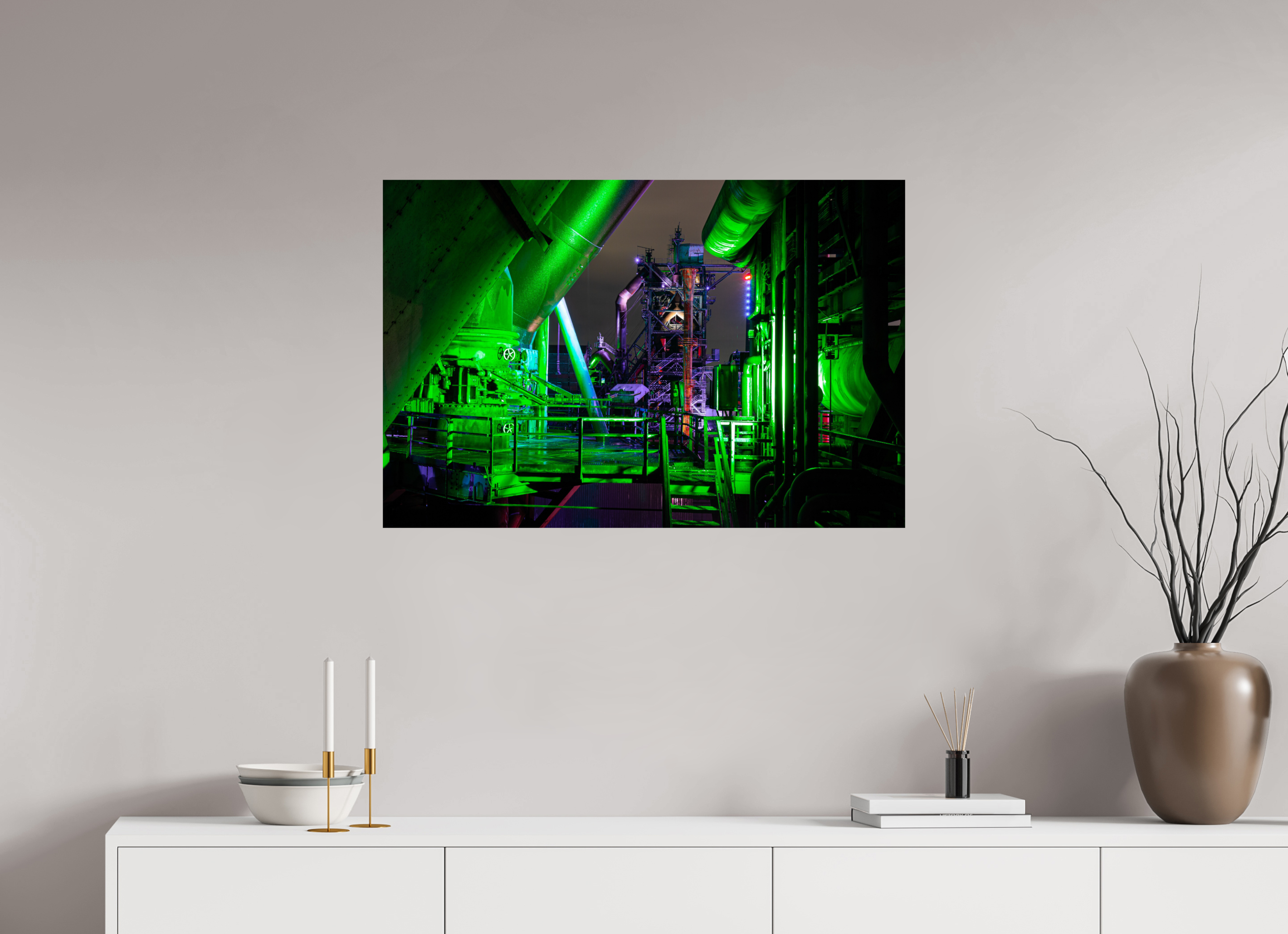 90 x 60 cm, Photo Print On Fuji Crystal DP II Blick auf dem Hochofen 5 im Landschaftspark Duisburg