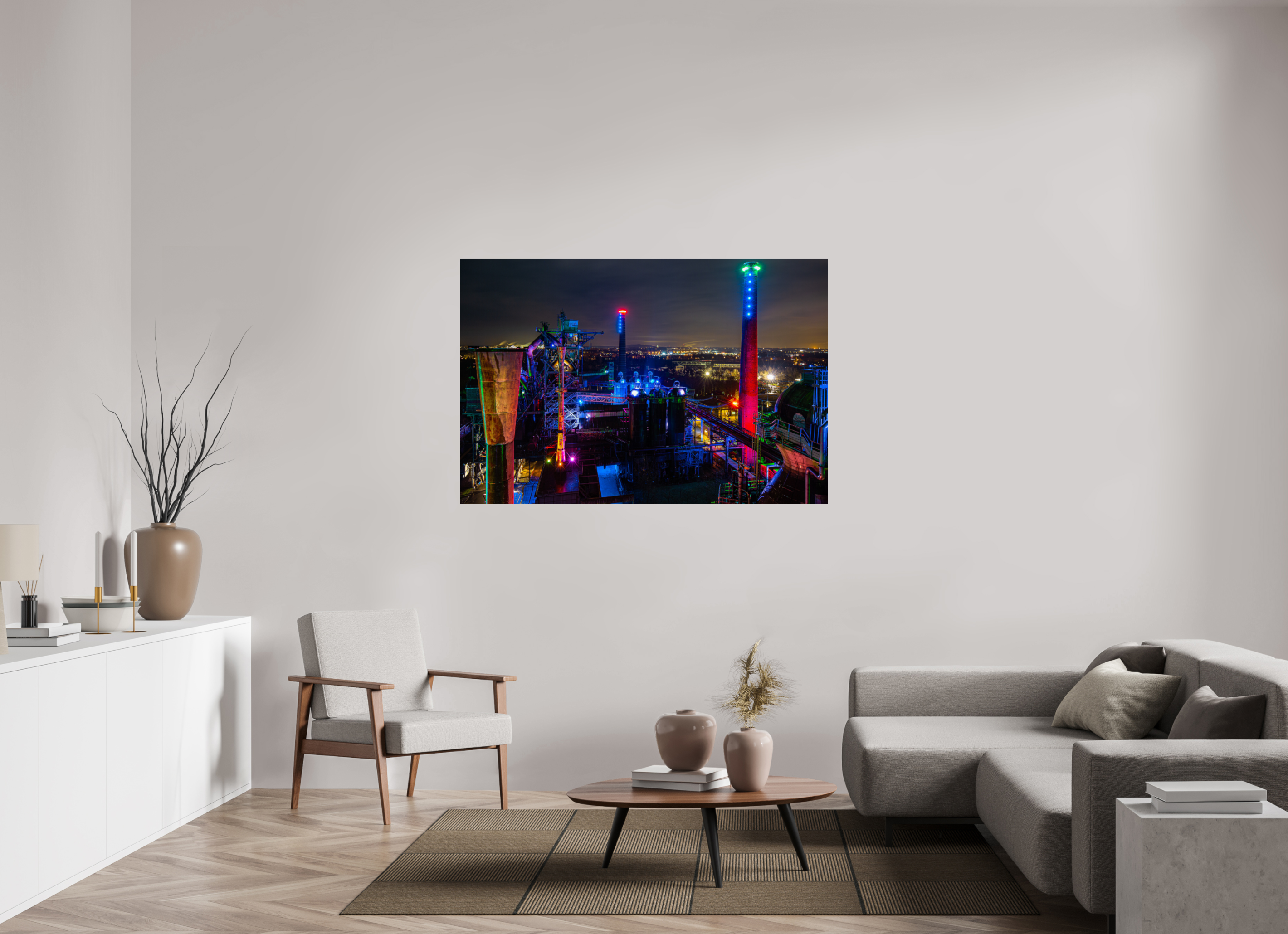 150 x 100 cm, Acrylglas 4 mm glänzend Landschaftspark Duisburg von oben