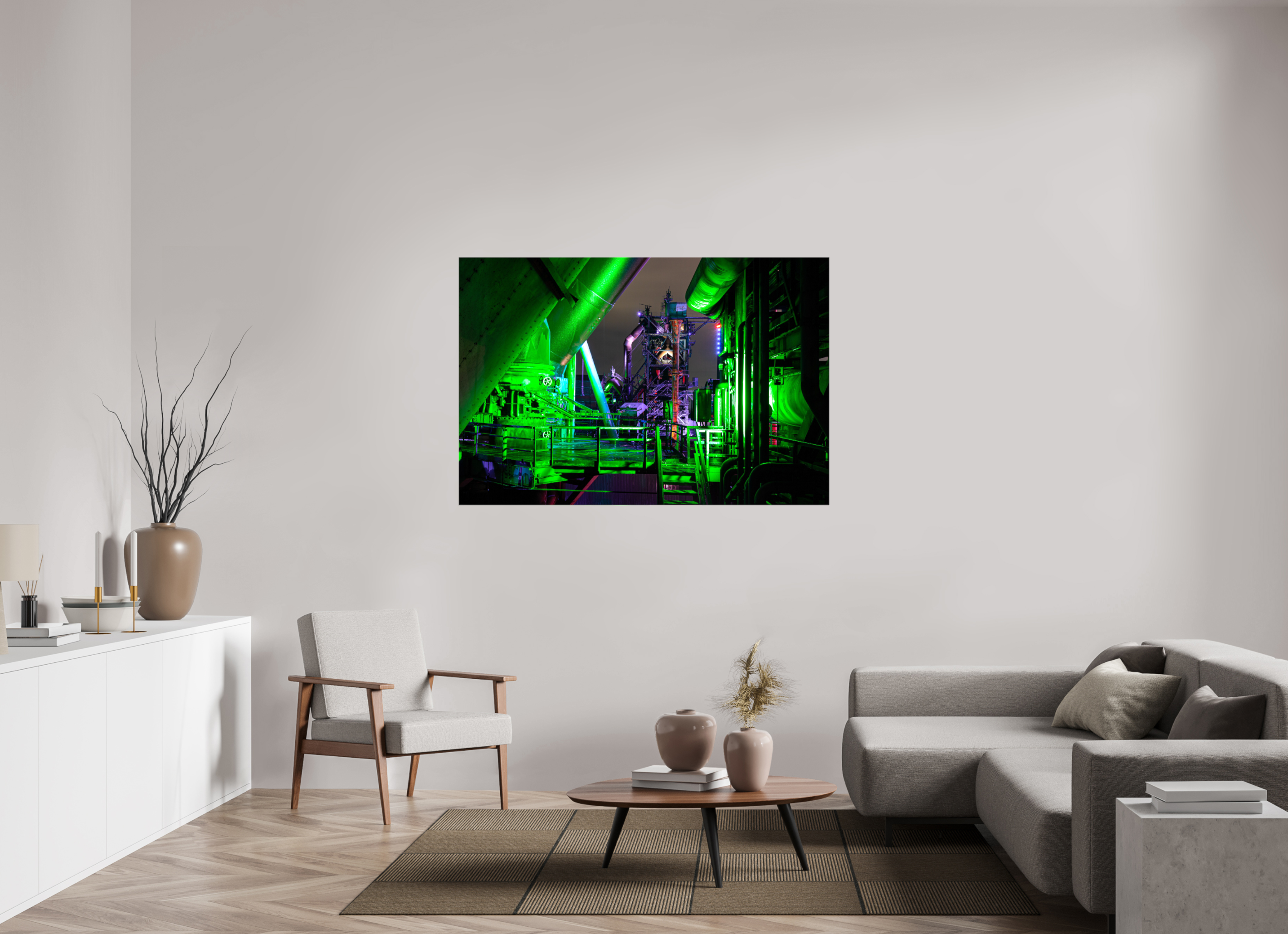 150 x 100 cm, Foto Leinwand glänzend Blick auf dem Hochofen 5 im Landschaftspark Duisburg