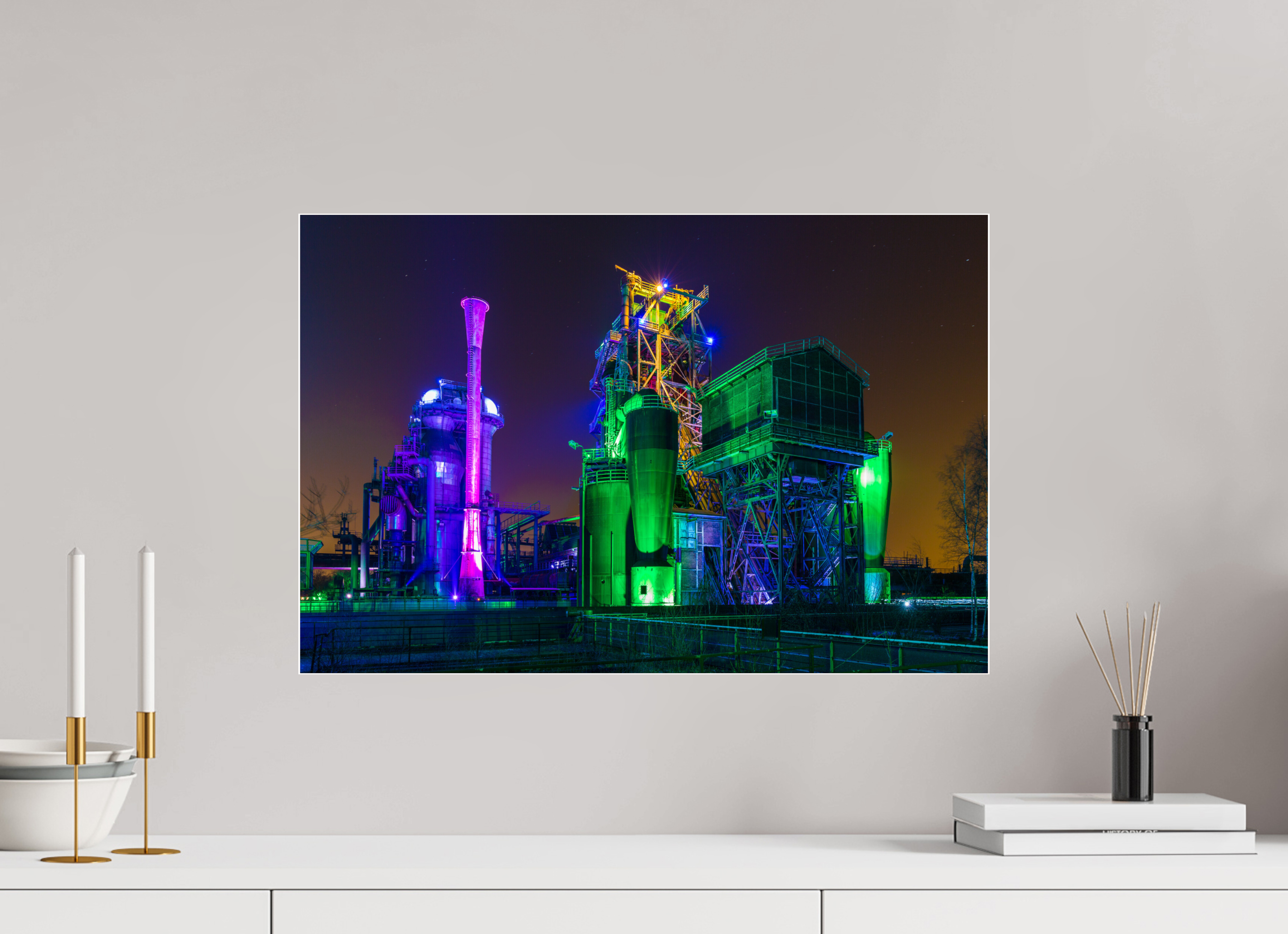 60 x 40 cm, Acrylglas 4 mm glänzend Illuminierter Landschaftspark Duisburg