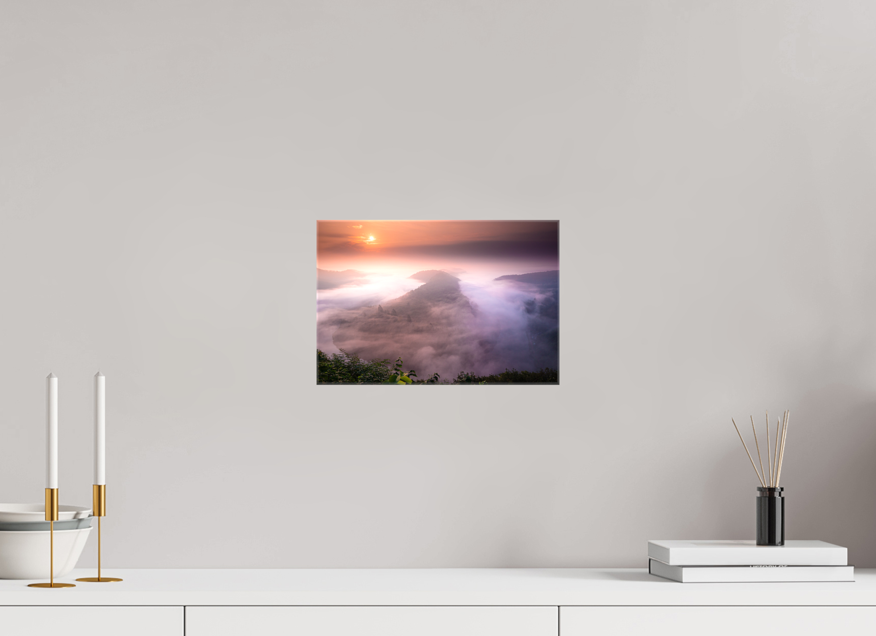 30 x 20 cm, Foto Leinwand glänzend Die Saarschleife zur goldenen Stunde