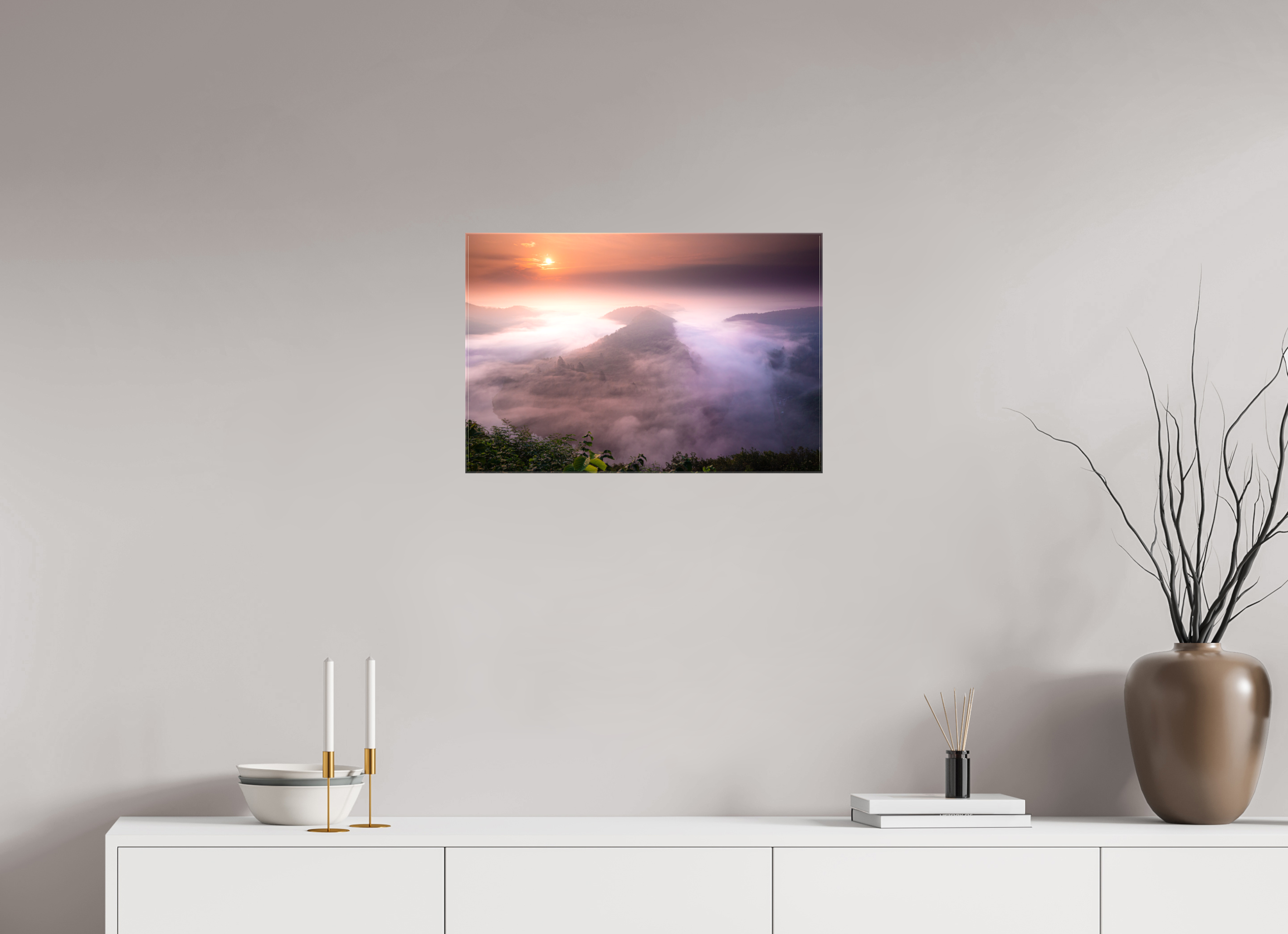 60 x 40 cm, Foto Leinwand glänzend Die Saarschleife zur goldenen Stunde