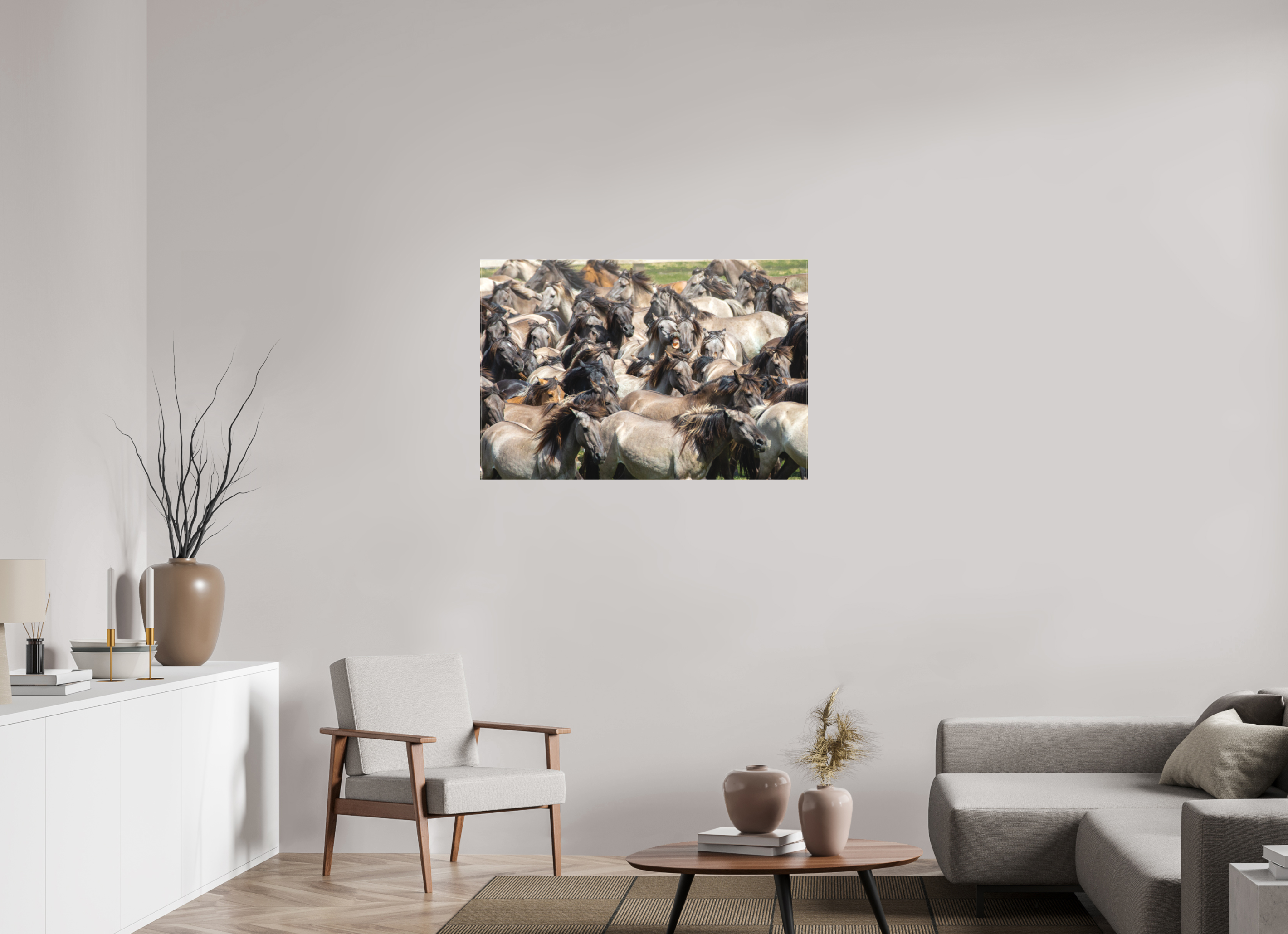 105 x 70 cm, Foto-Leinwand matt Wieherndes Wildpferd