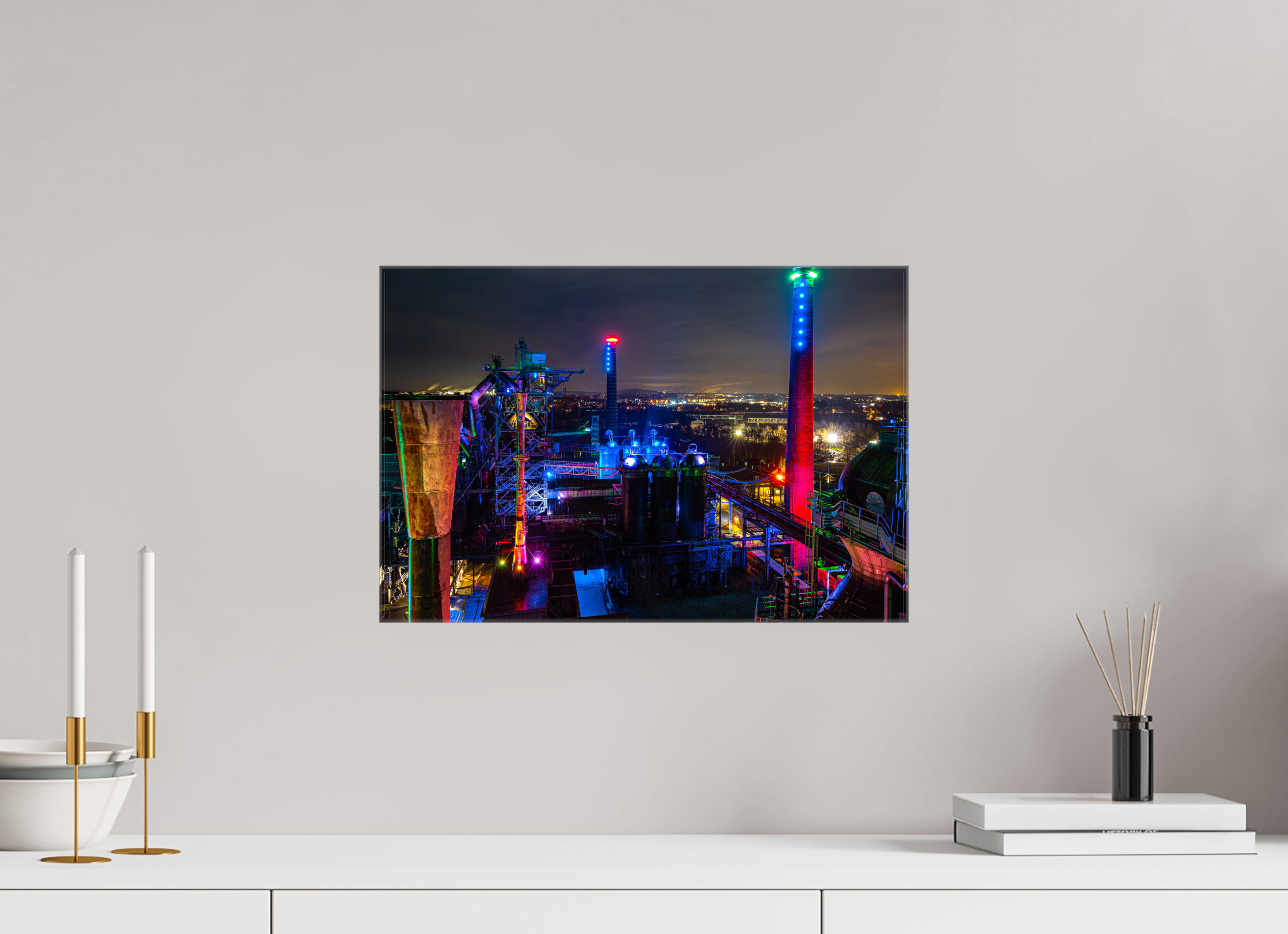 45 x 30 cm, Foto Leinwand glänzend Landschaftspark Duisburg von oben