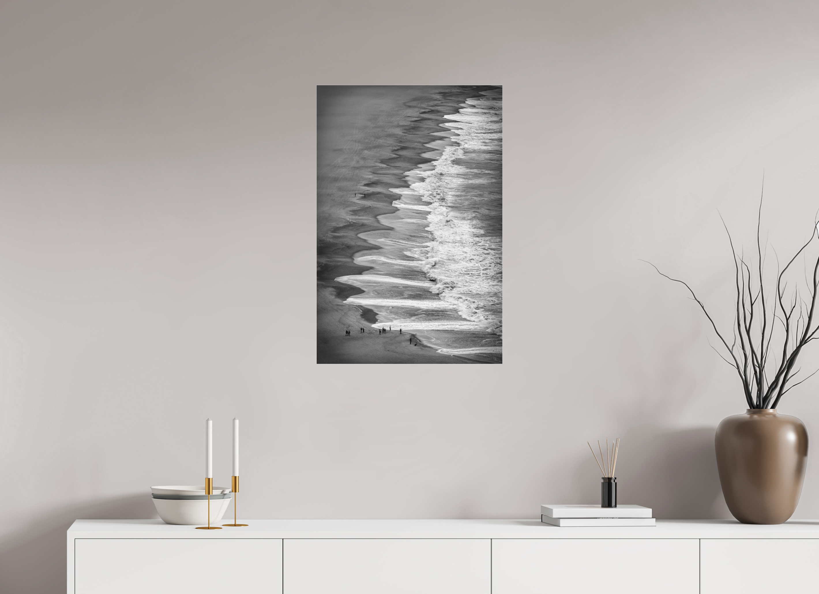 50 x 75 cm, Foto-Abzug hinter Acrylglas 3 mm matt Beachlife – Natürliche Linien & Wellen-Kunst